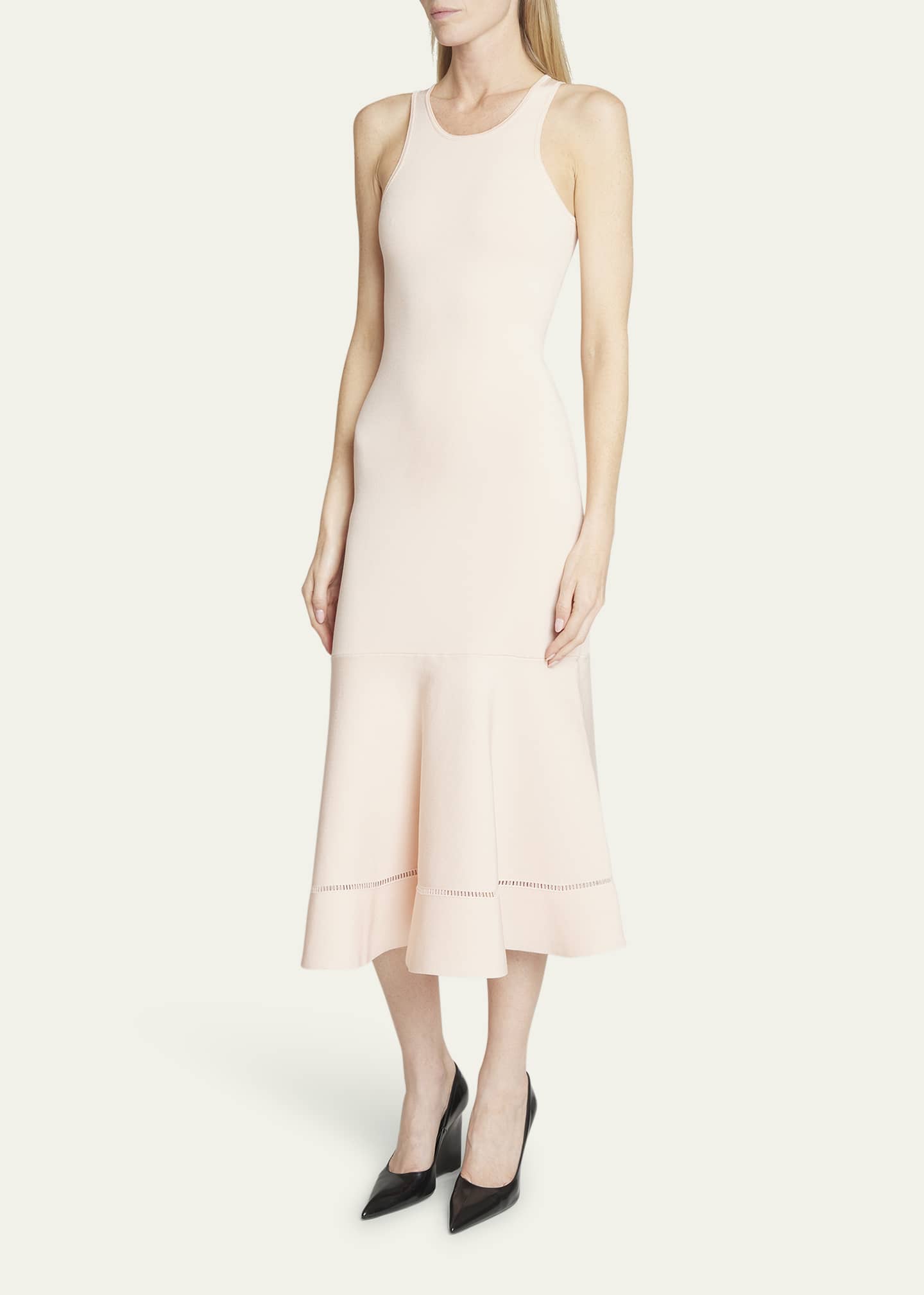 Victoria Beckham Fit-Flare Compact Knit Midi Dress
