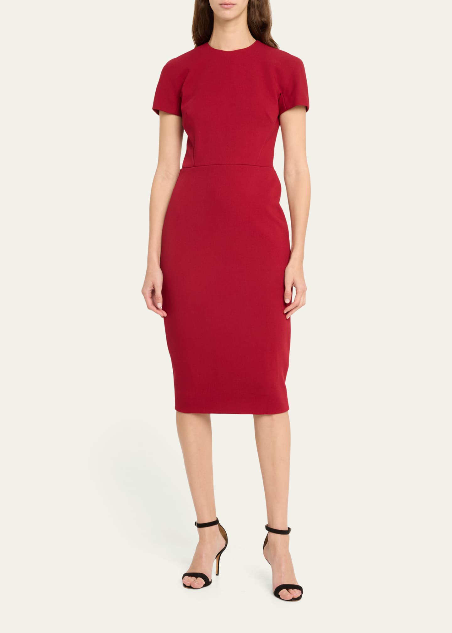 Victoria Beckham T-Shirt Fitted Midi Dress with Back Zipper Image 2 of 5