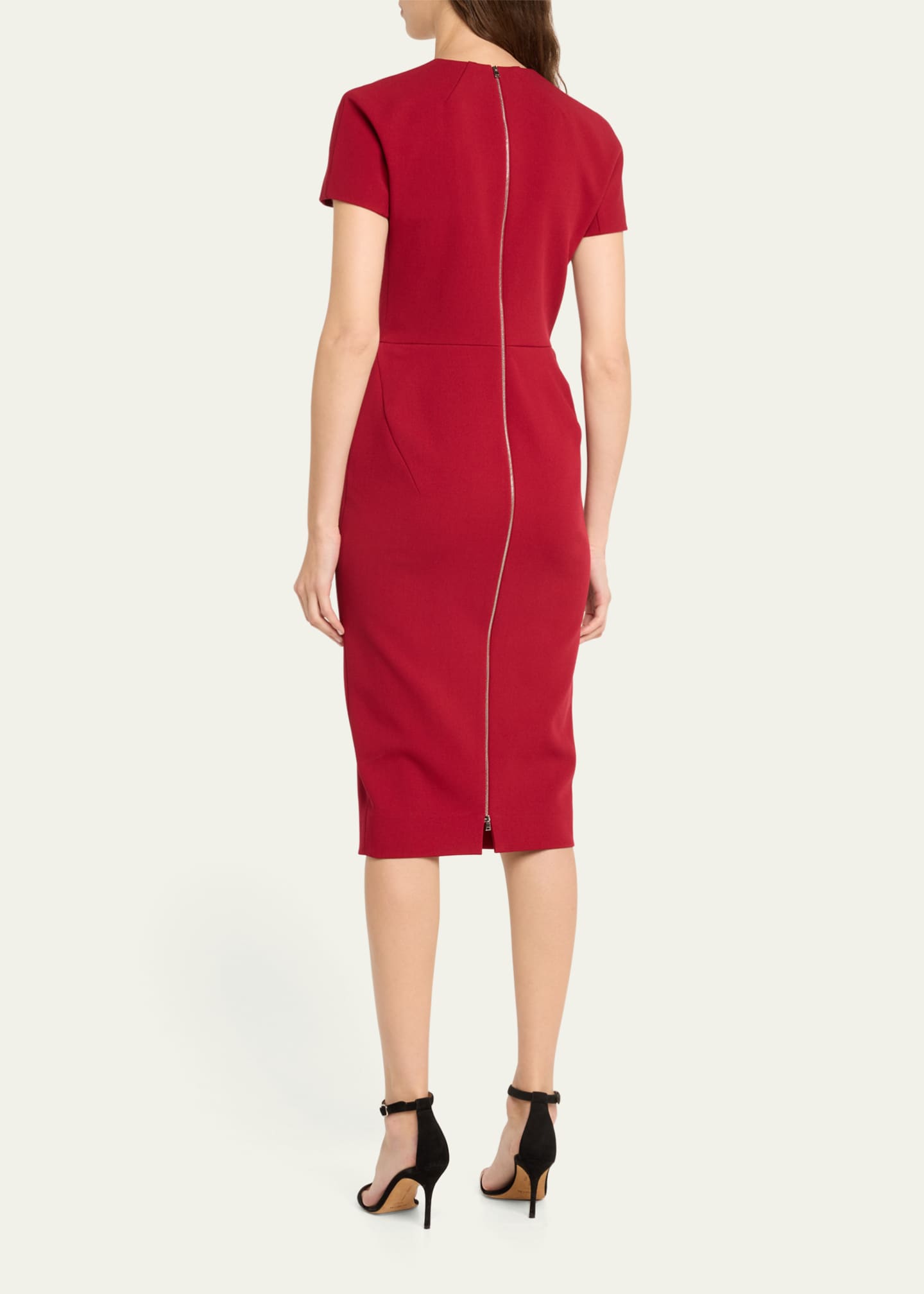Victoria Beckham T-Shirt Fitted Midi Dress with Back Zipper Image 3 of 5