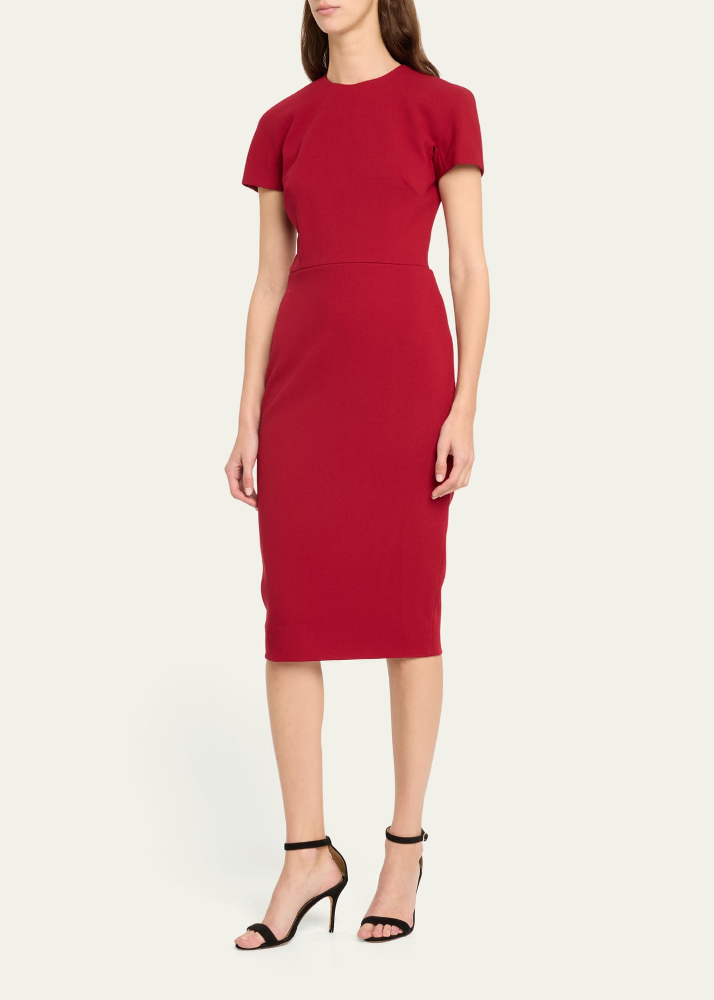 Victoria Beckham T-Shirt Fitted Midi Dress with Back Zipper Image 4 of 5