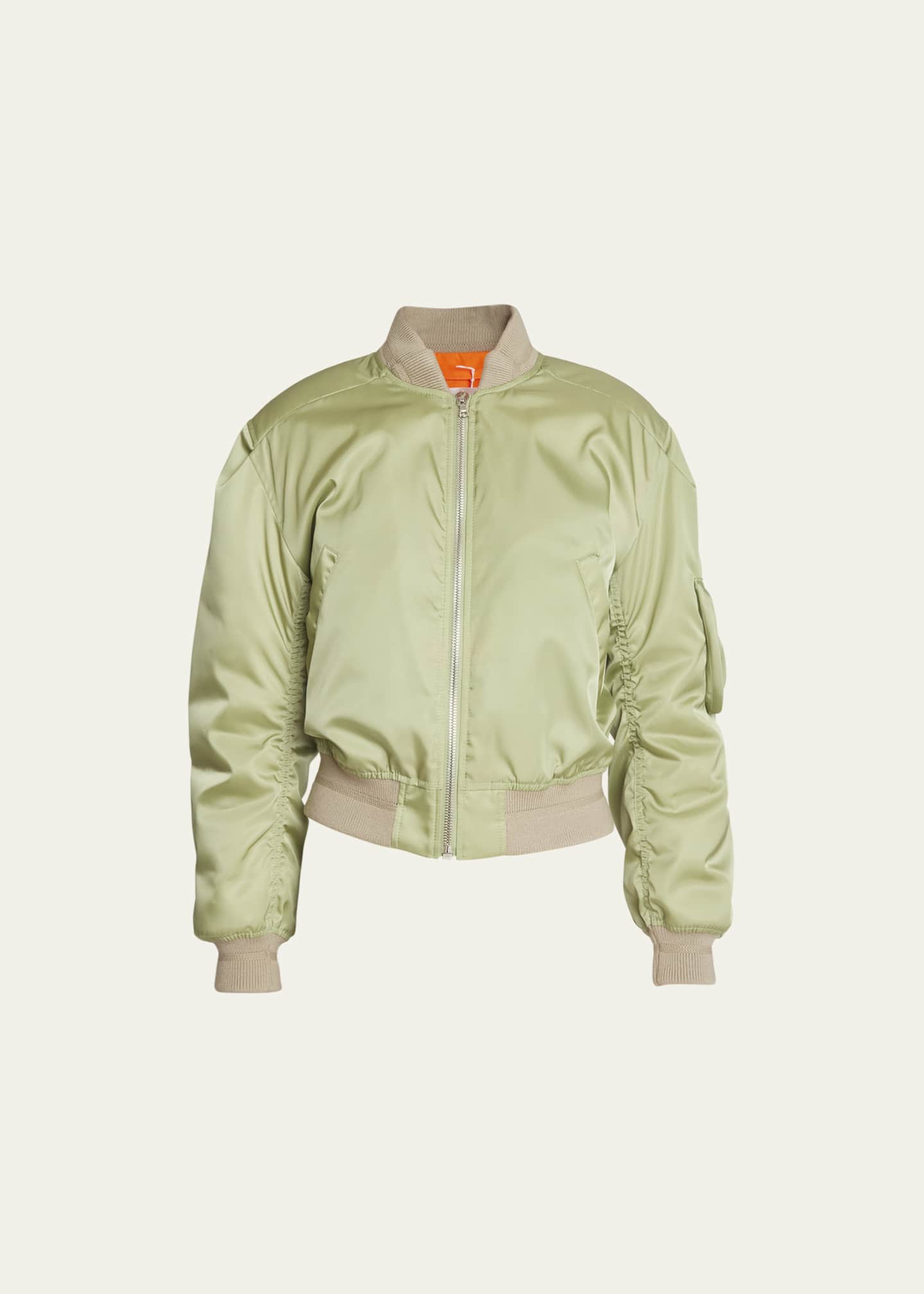 Cropped green bomber jacket sale