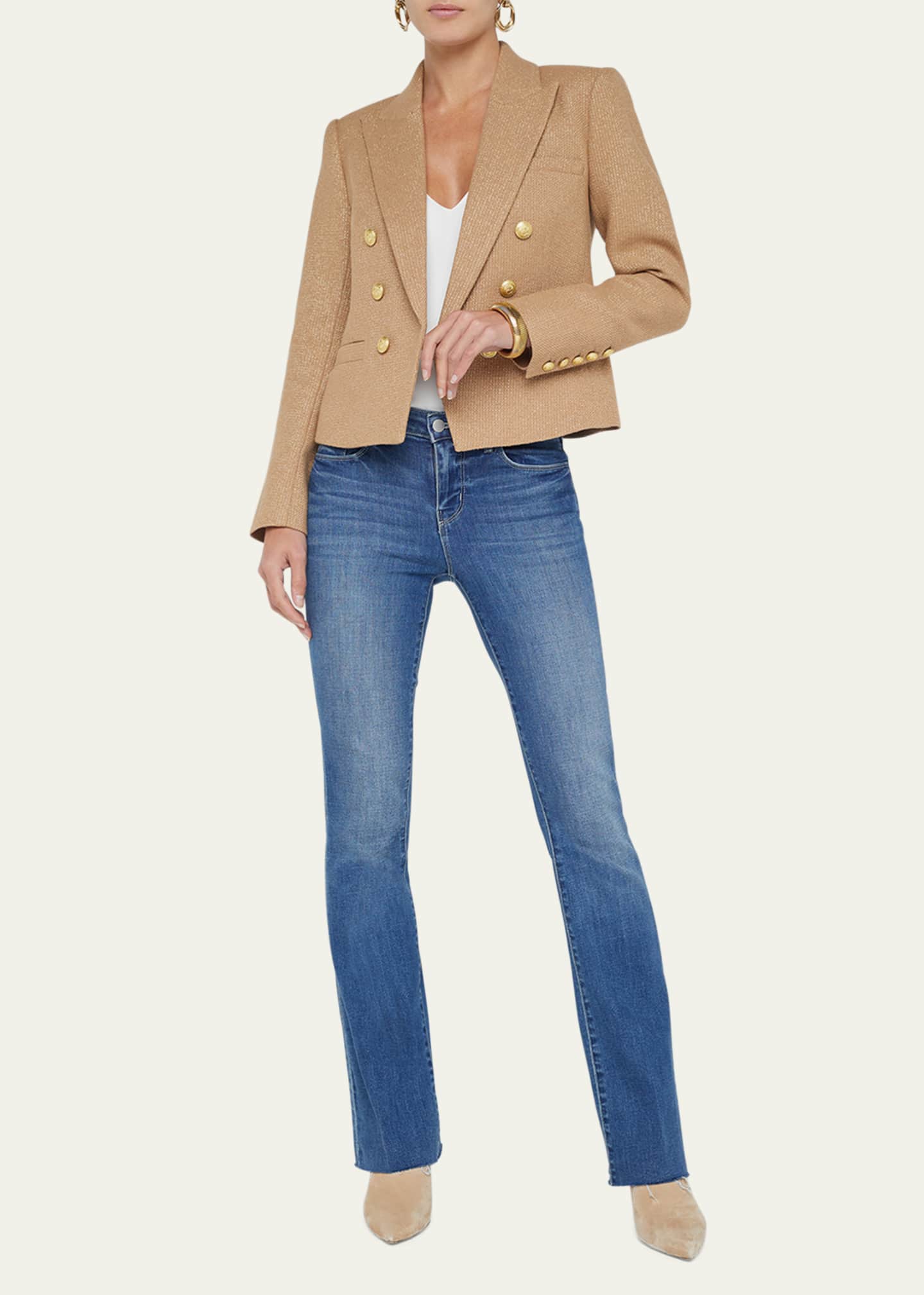 L'Agence Brooke Double-Breasted Cropped Blazer Image 2 of 5