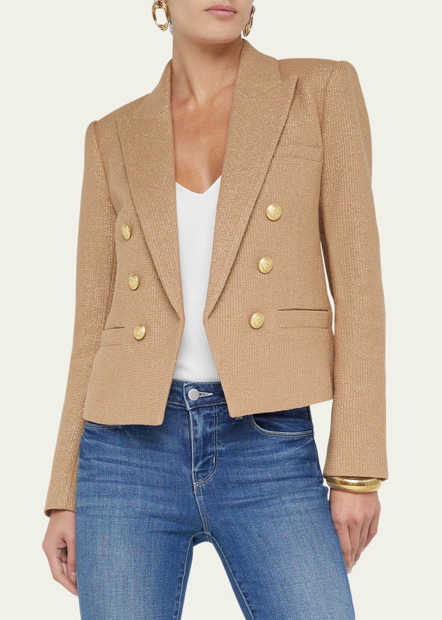 L'Agence Brooke Double-Breasted Cropped Blazer Image 4 of 5