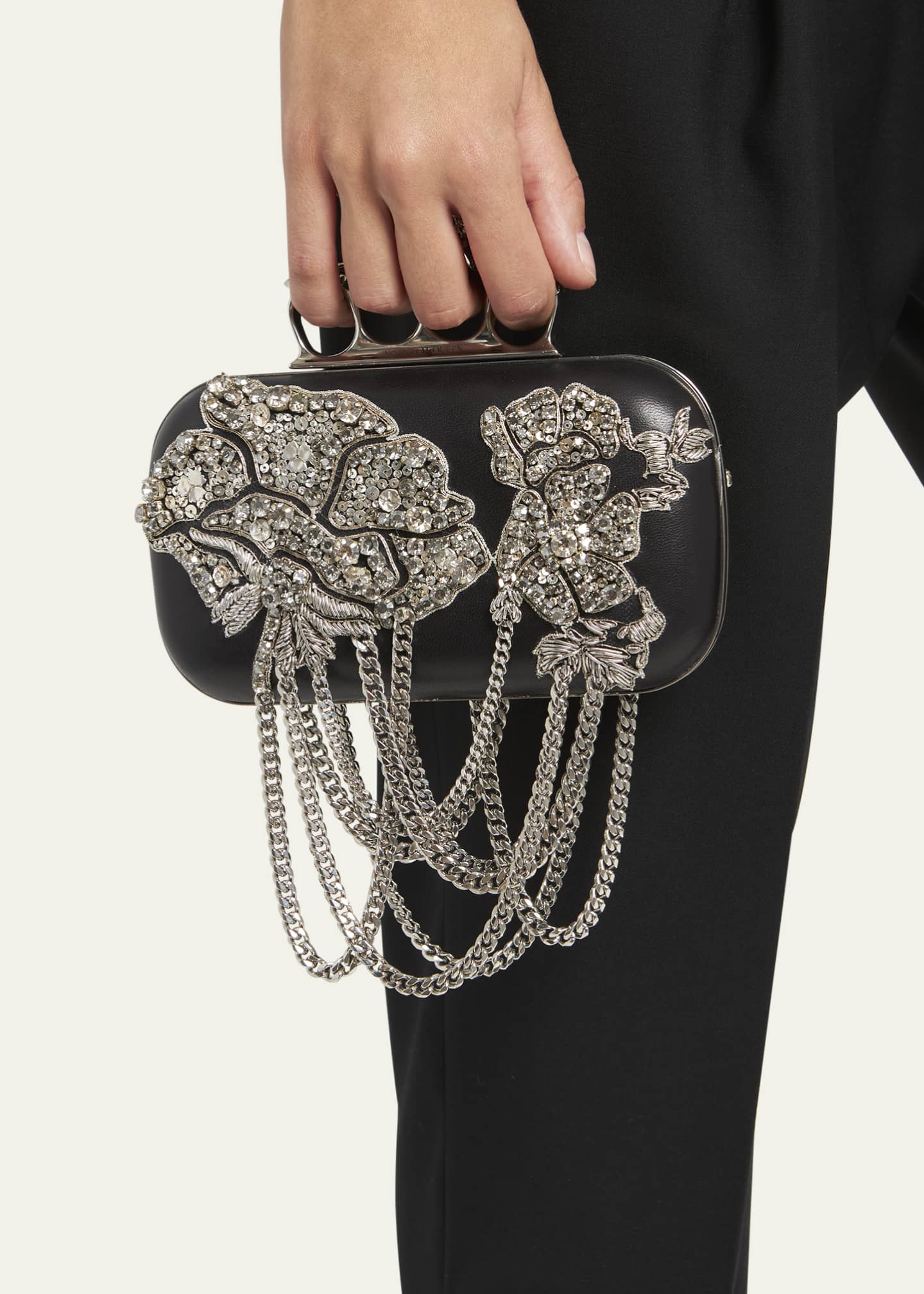 Alexander McQueen Skull Crystal Embellished Fringe Clutch Bag