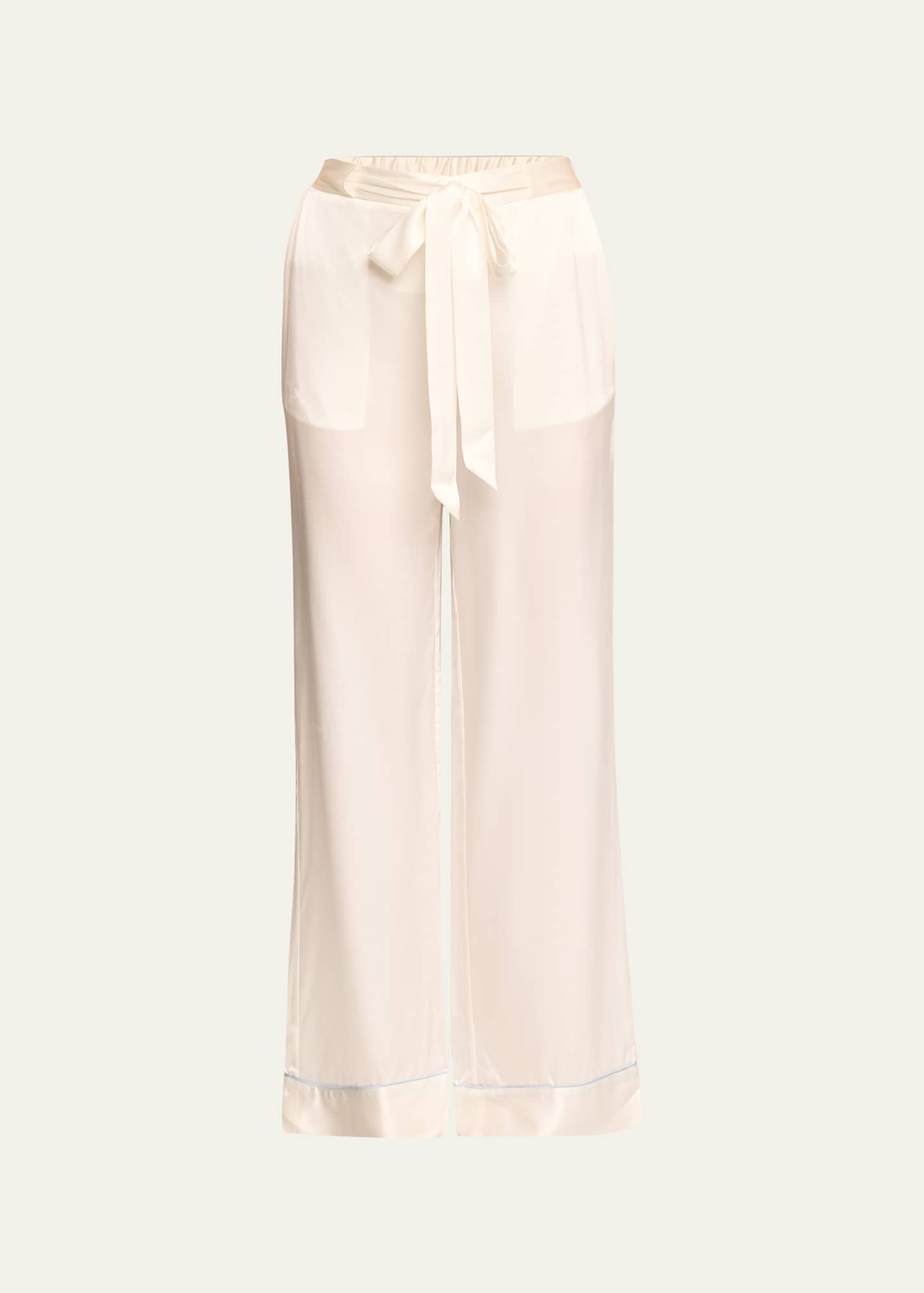 Kiki De Montparnasse Cropped Straight Leg Silk Pajama Pants