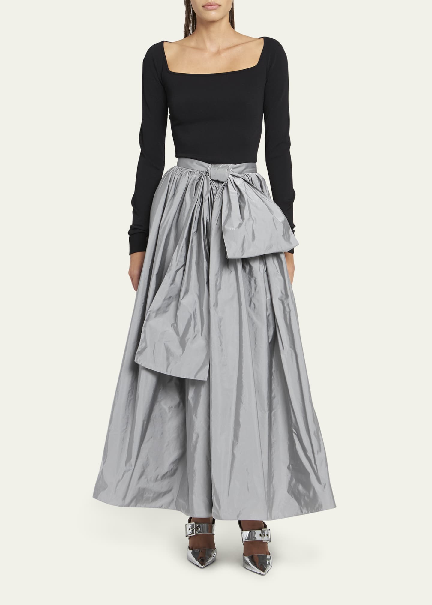 Alexander McQueen Ruched Midi Skirt with Bow Detail - Bergdorf Goodman
