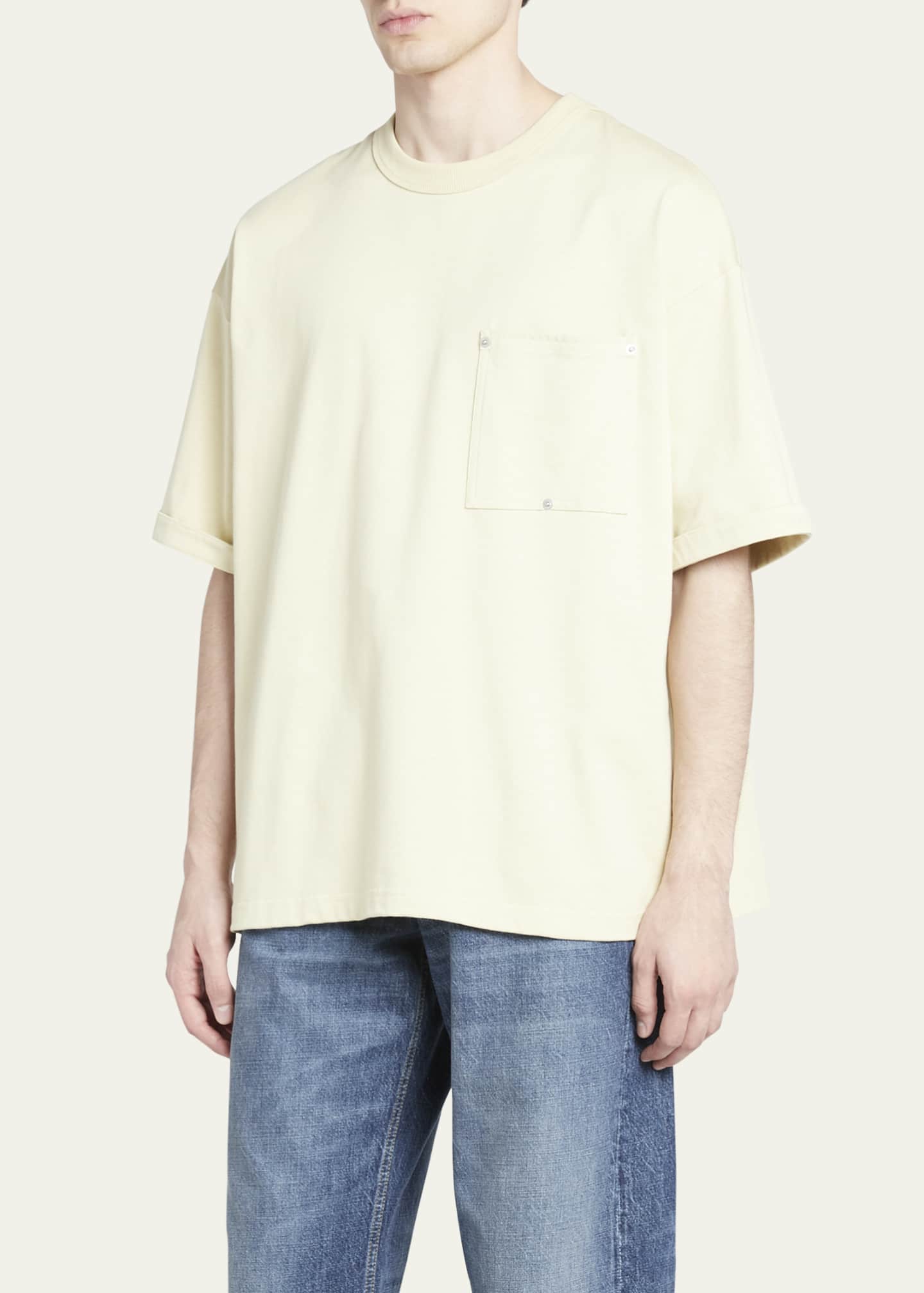 Bottega Veneta Men's Heavy Jersey Poplin Cuffed T-Shirt Image 4 of 5