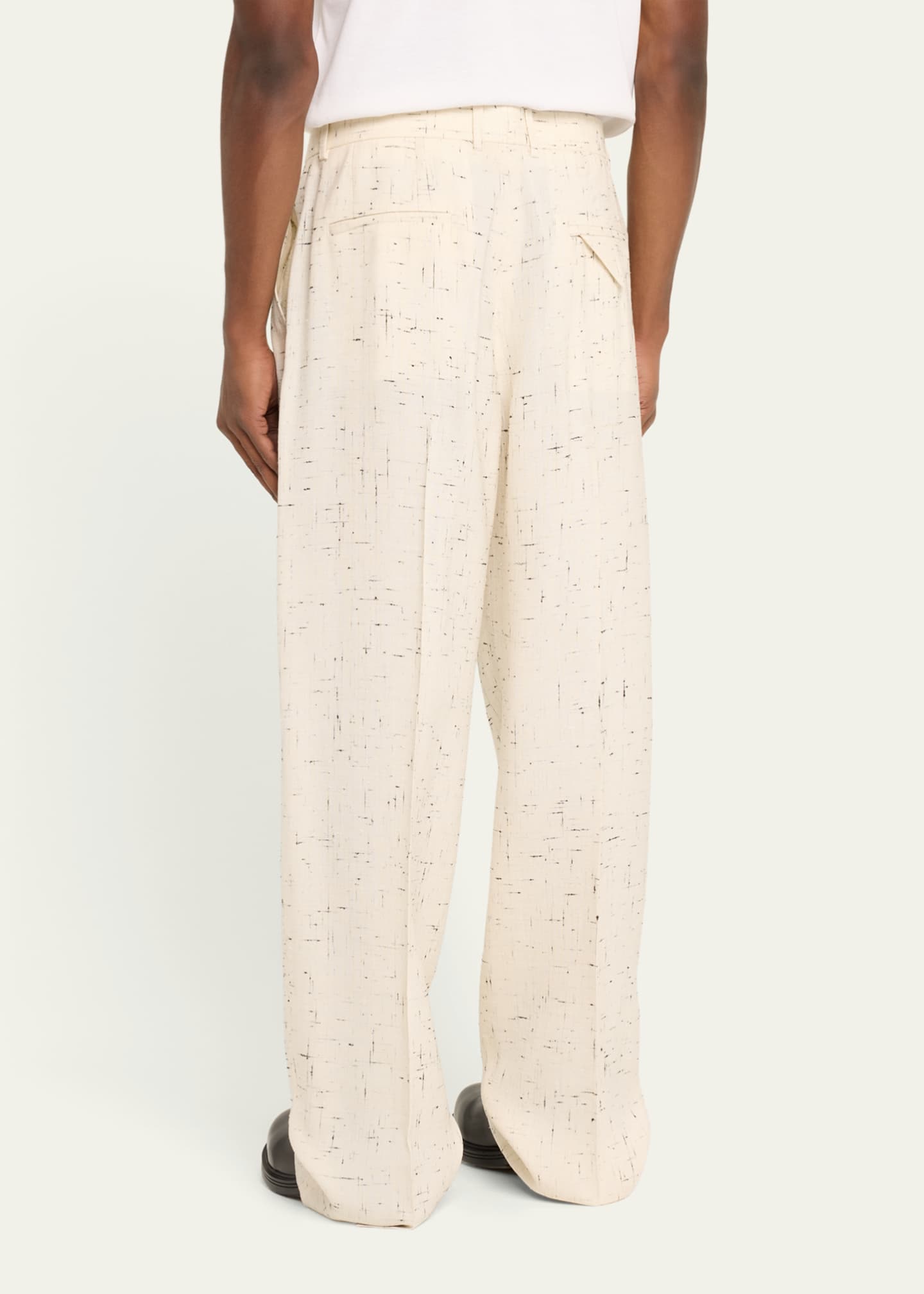 Bottega Veneta Men's Pleated Cross-Pattern Trousers Image 3 of 5