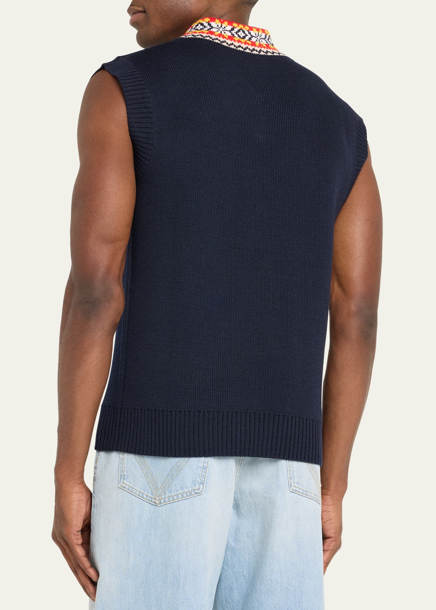 Bottega Veneta Men's Sweater Vest with Fair Isle Collar Image 3 of 5