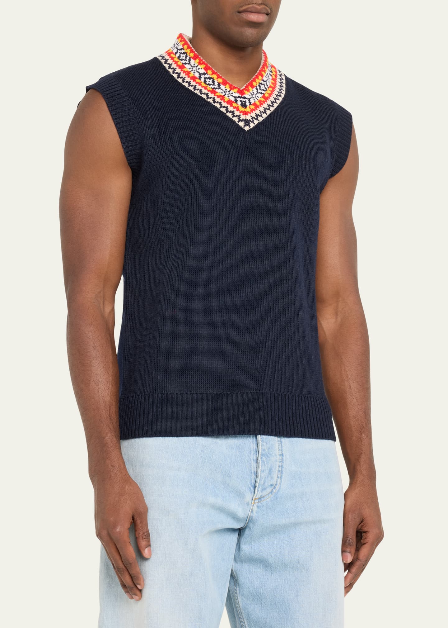 Bottega Veneta Men's Sweater Vest with Fair Isle Collar Image 4 of 5