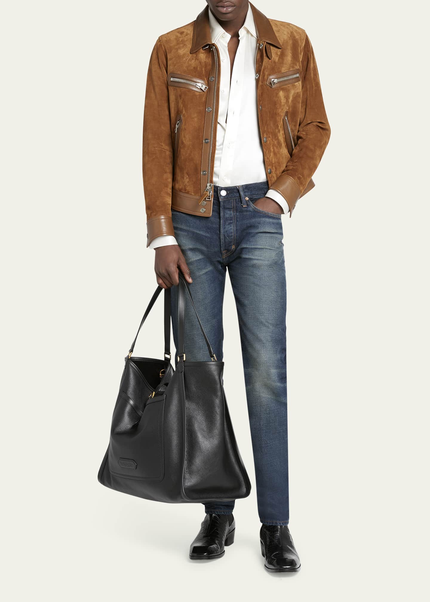 Mens leather tote bag top
