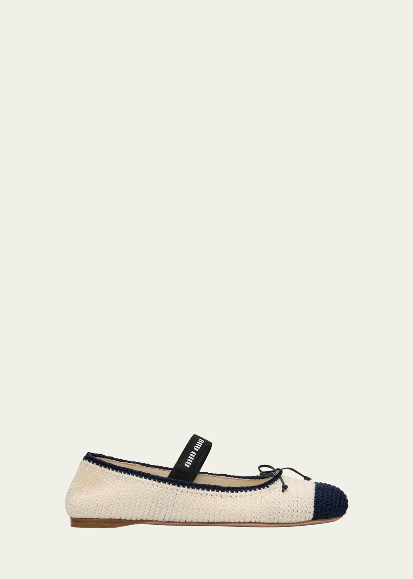 miumiu Crochet knit ballet flats バレエシューズ Miu Miu crochet-knit Ballerina Shoes | Neutrals | FARFETCH