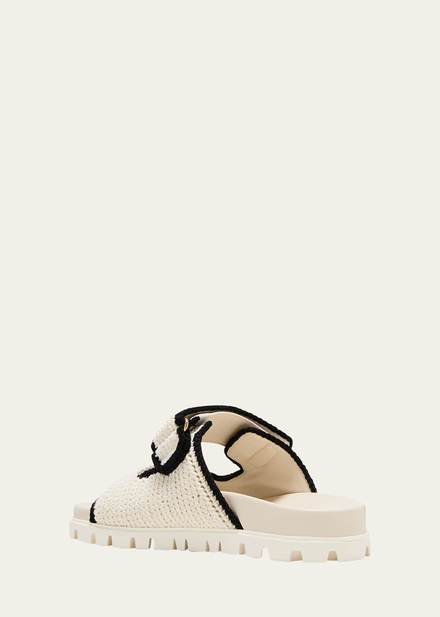 Miu Miu Bicolor Crochet Grip Slide Sandals Image 4 of 5