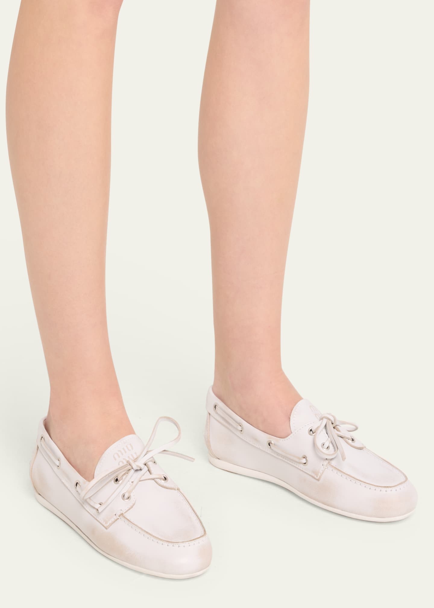 Miu Miu Leather Lace-Up Moccasins Image 2 of 5