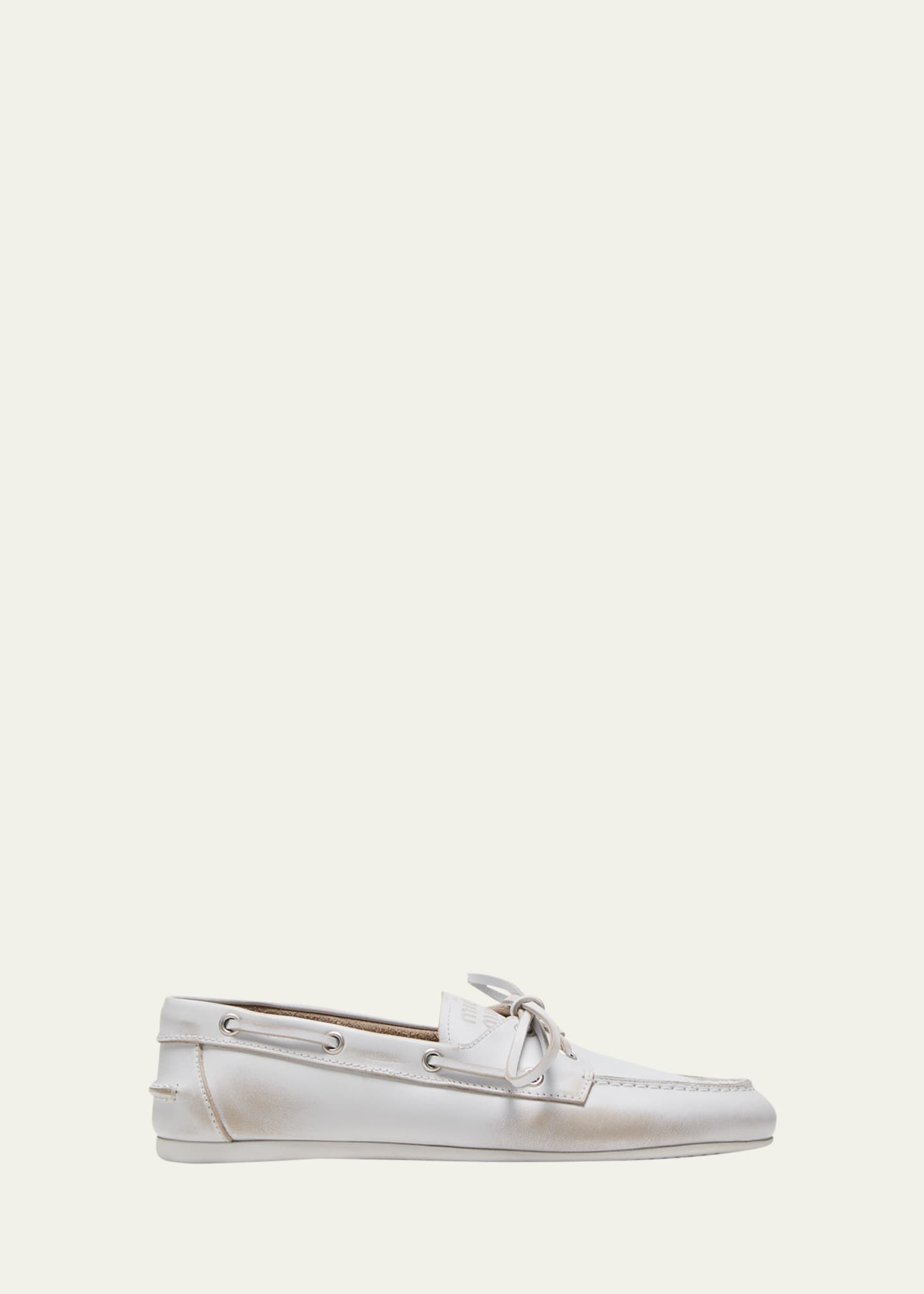 Miu Miu Leather Lace-Up Moccasins Image 1 of 5
