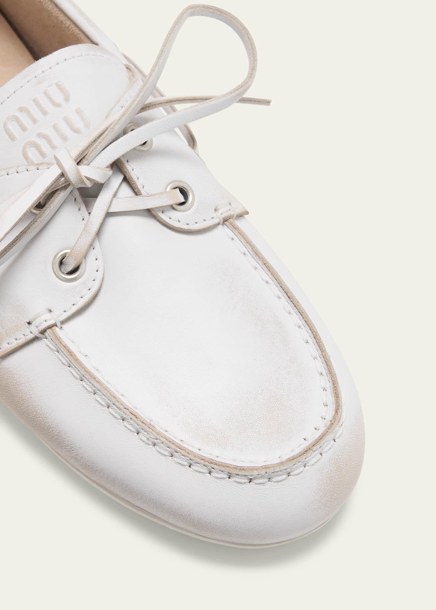 Miu Miu Leather Lace-Up Moccasins Image 5 of 5