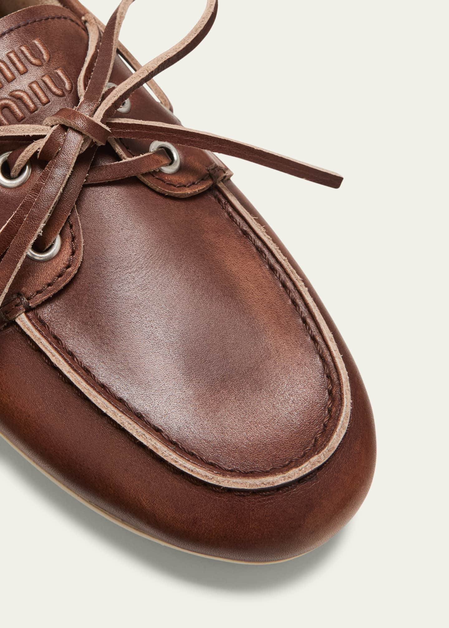 Miu Miu Leather Lace Up Moccasins Bergdorf Goodman