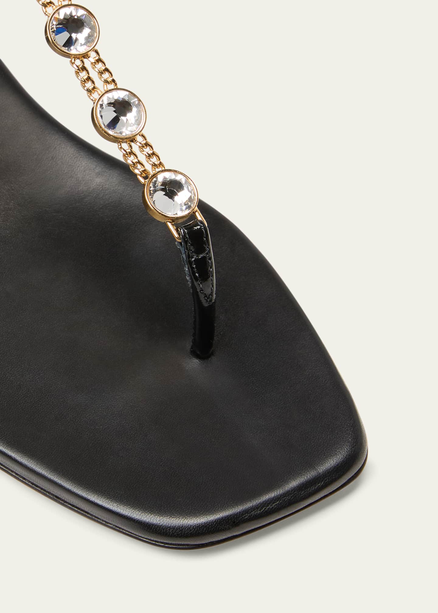 Miu Miu Vernice Crystal Chain Thong Sandals