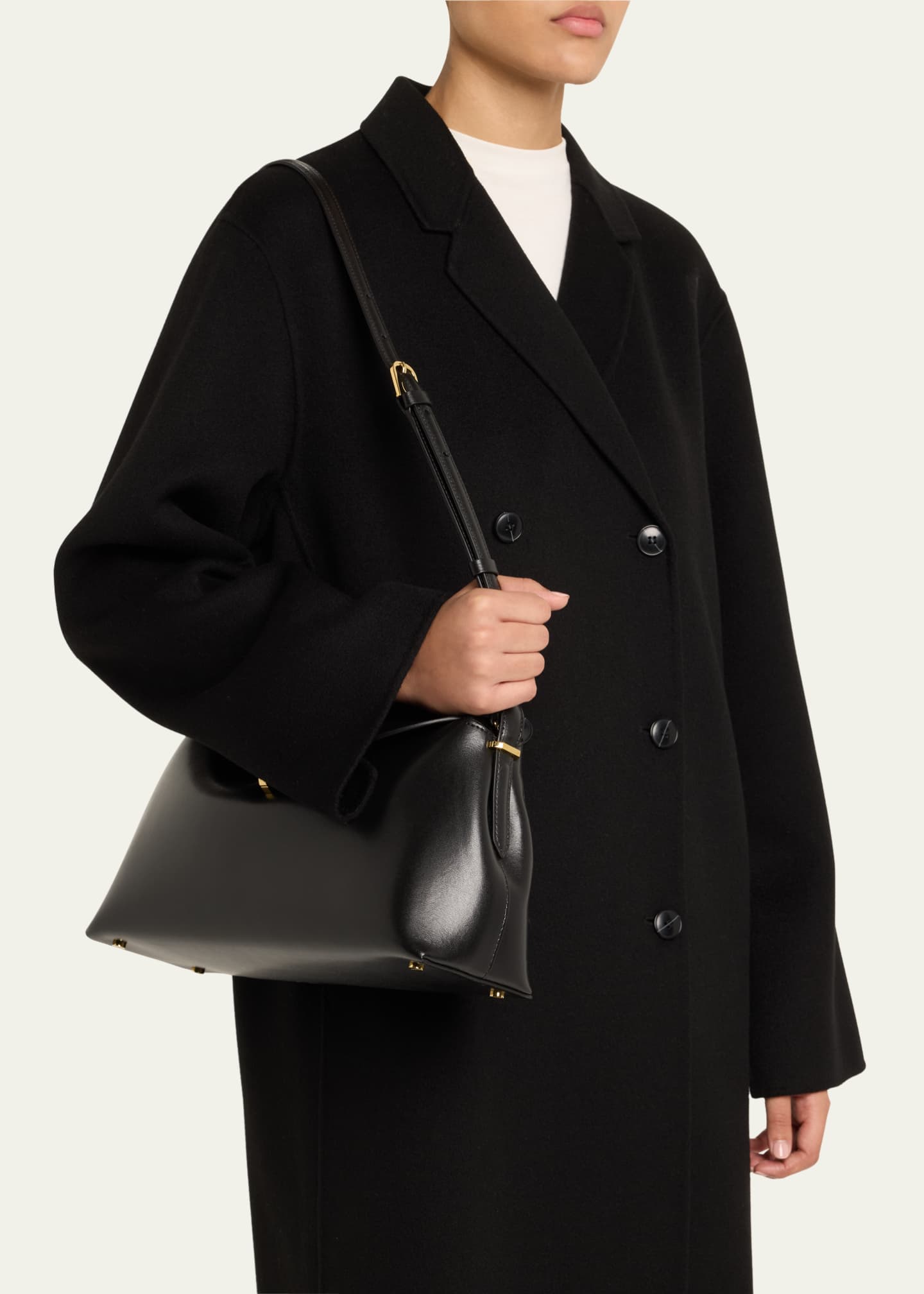 Toteme T Lock Flap Leather Clutch Bag Image 2 of 5