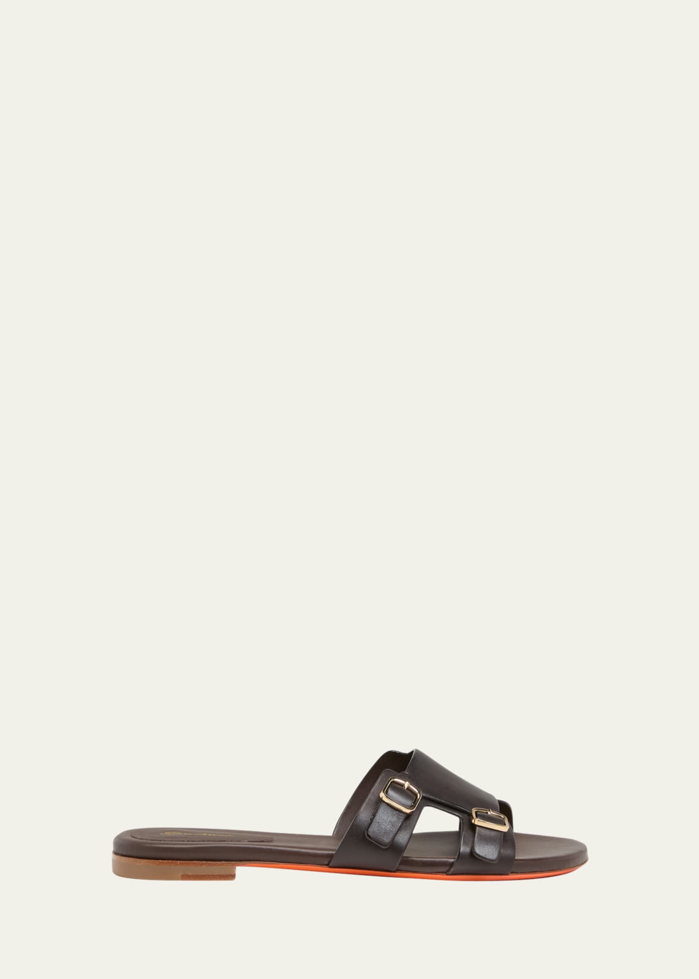 Santoni Foresaw Leather Double Monk Slide Sandals - Bergdorf