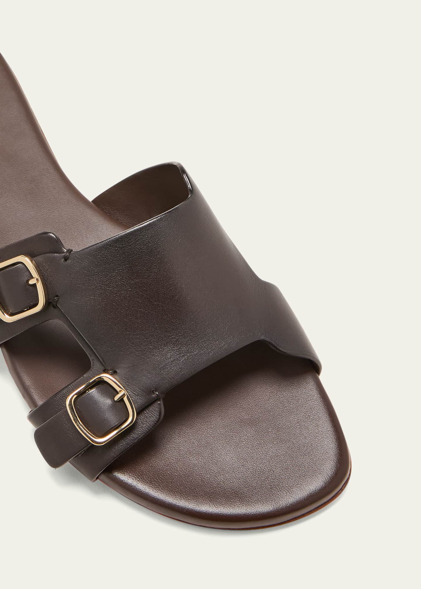Santoni Foresaw Leather Double Monk Slide Sandals Image 5 of 5