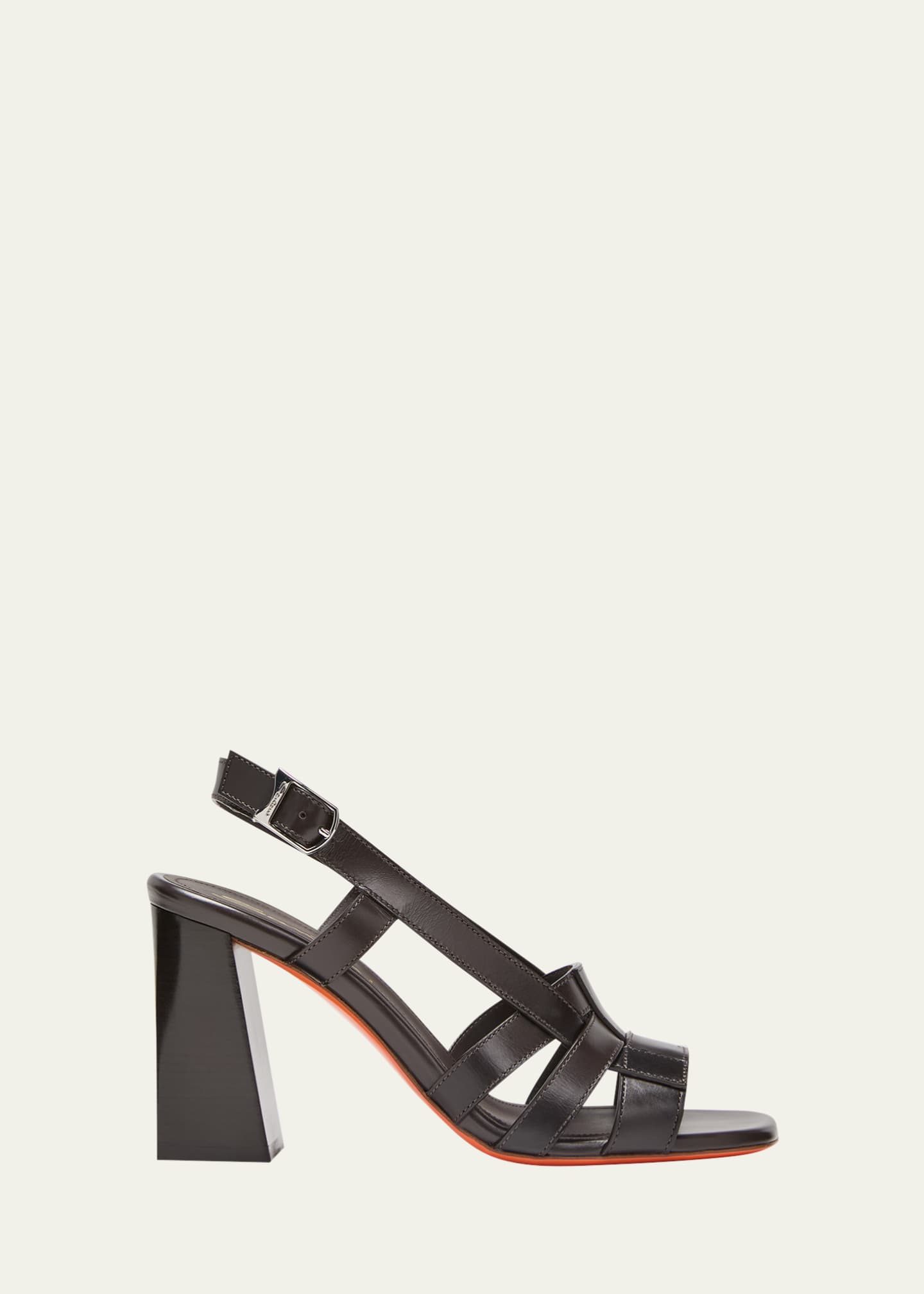 Santoni Venere Leather Block Heel Mule Sandals