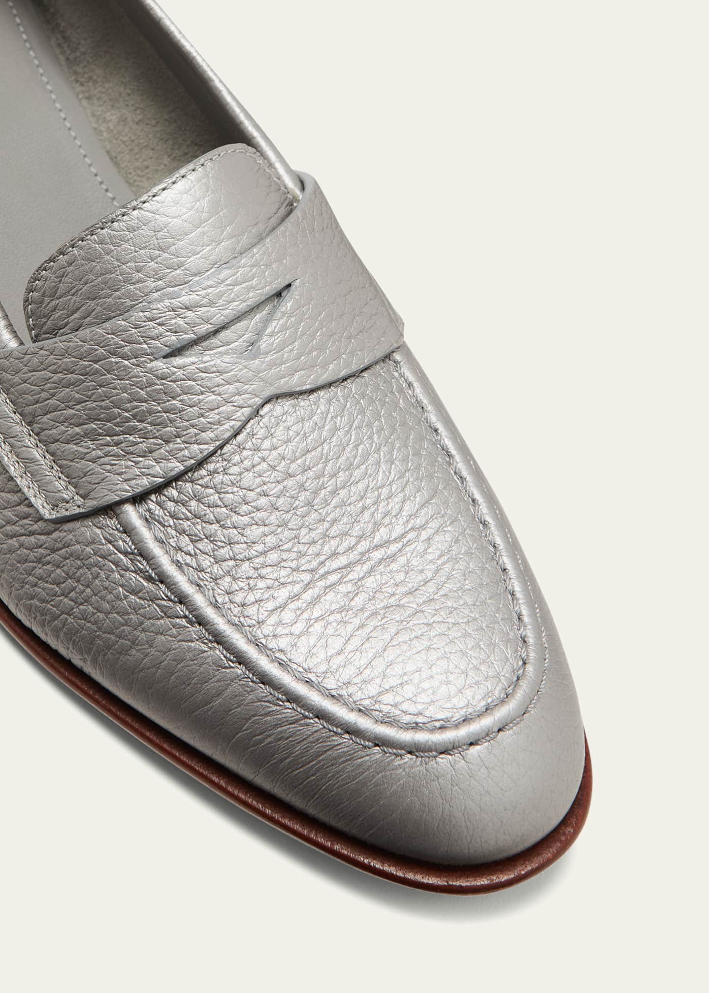 Silver penny loafers outlet