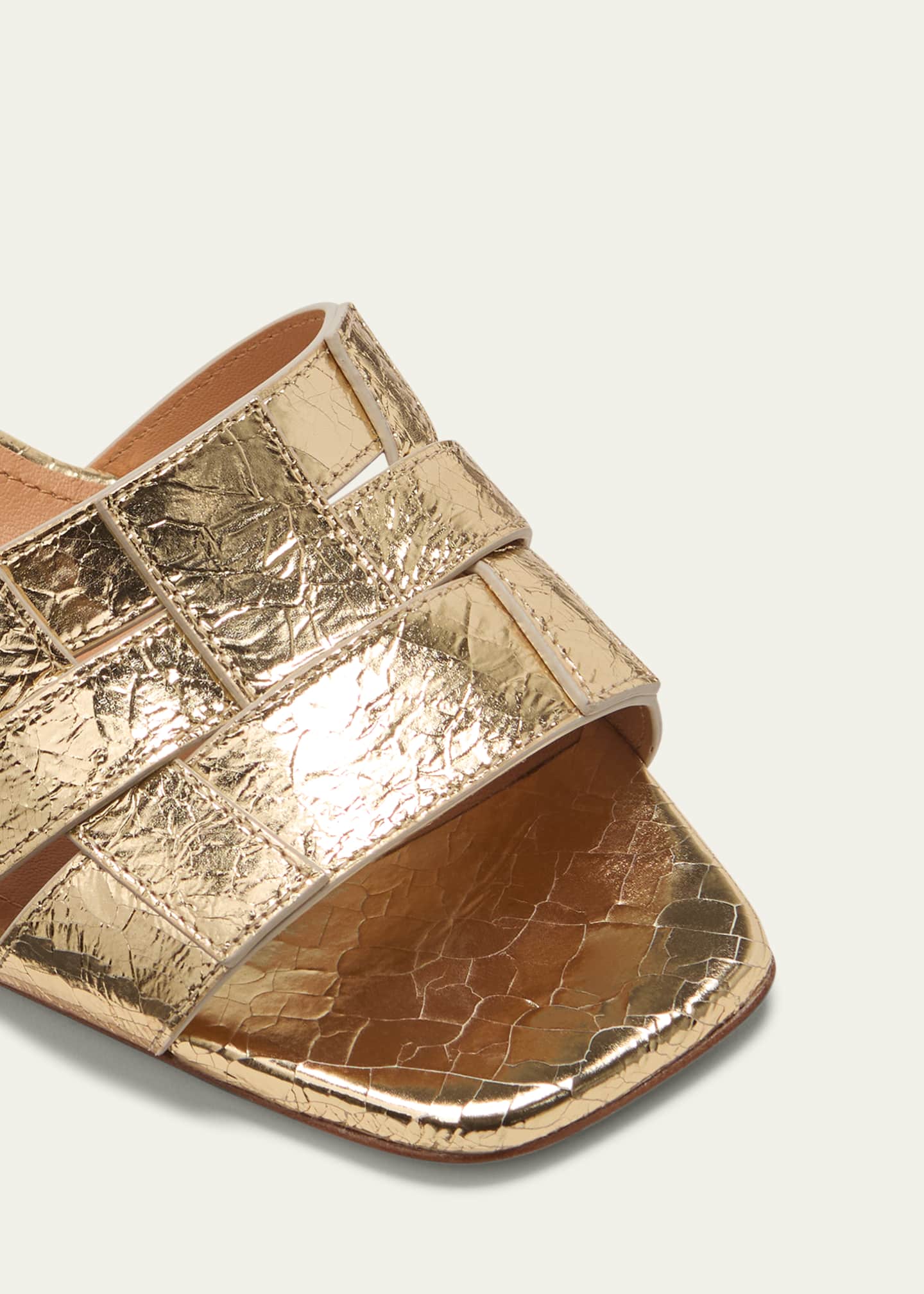 Santoni Venere Metallic Block-Heel Mule Sandals Image 5 of 5