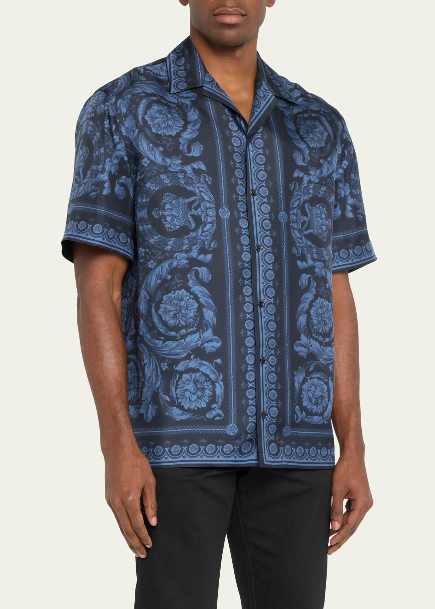 Versace Silk shirt with short sleeves, Men's Clothing