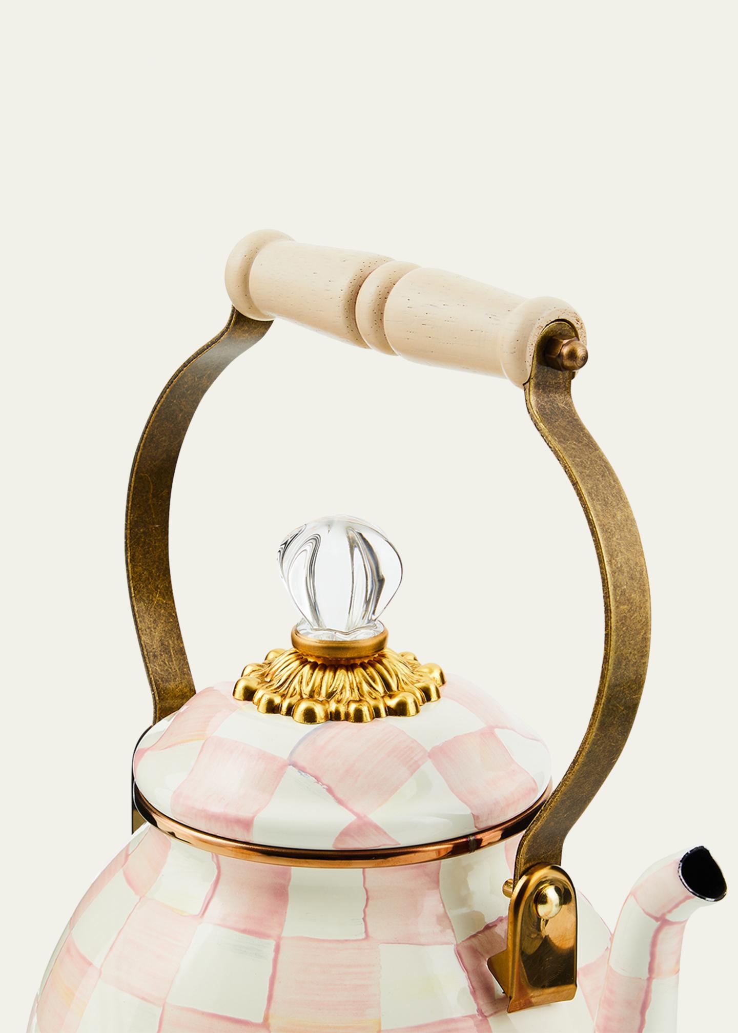 MacKenzie-Childs Rosy Check Enamel Tea Kettle, 2 Quarts - Bergdorf Goodman