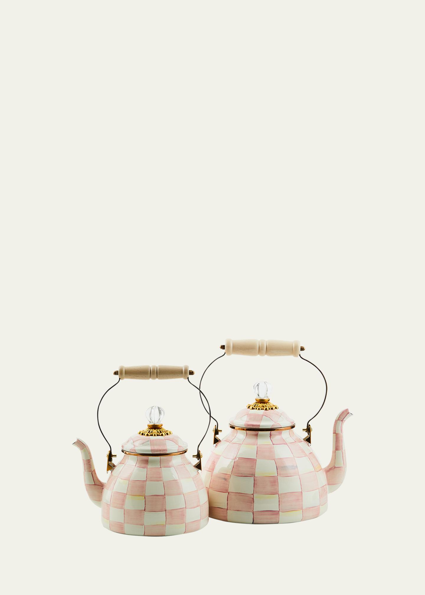 MacKenzie-Childs Rosy Check Enamel Tea Kettle, 2 Quarts - Bergdorf
