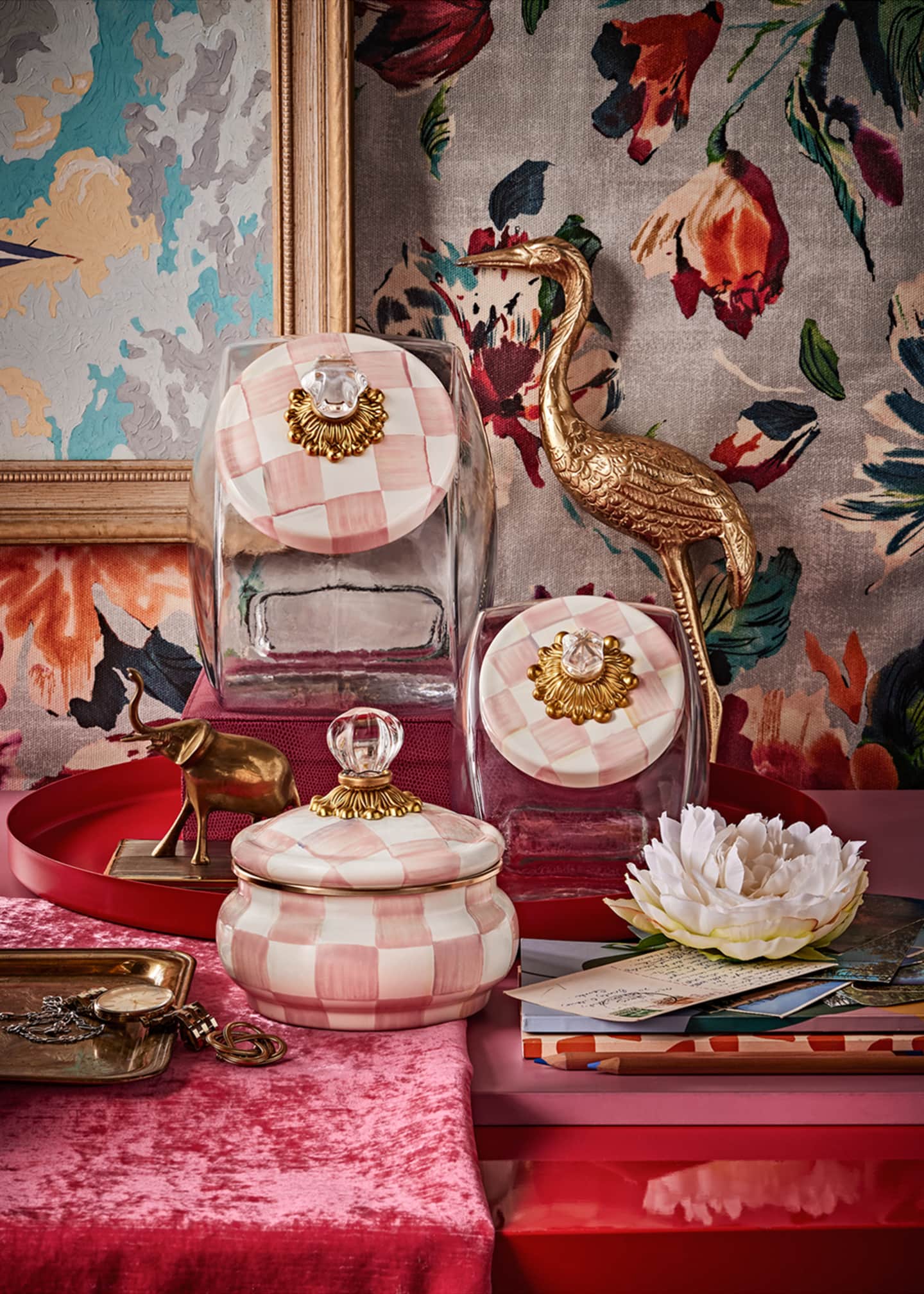 MacKenzie-Childs Cookie Jar with Rosy Check Enamel Lid - Bergdorf