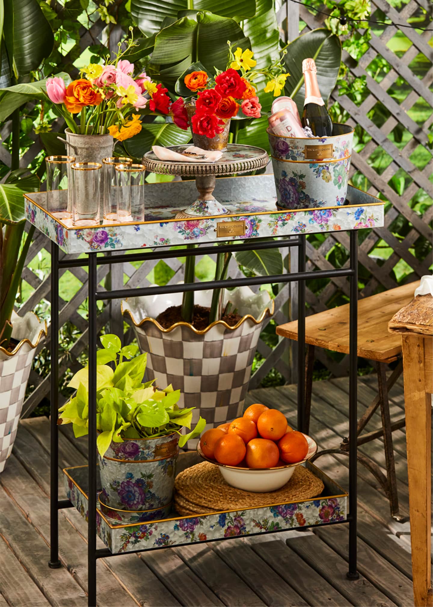 MacKenzie-Childs Rosy Check Enamel Serving Bowl - Bergdorf Goodman