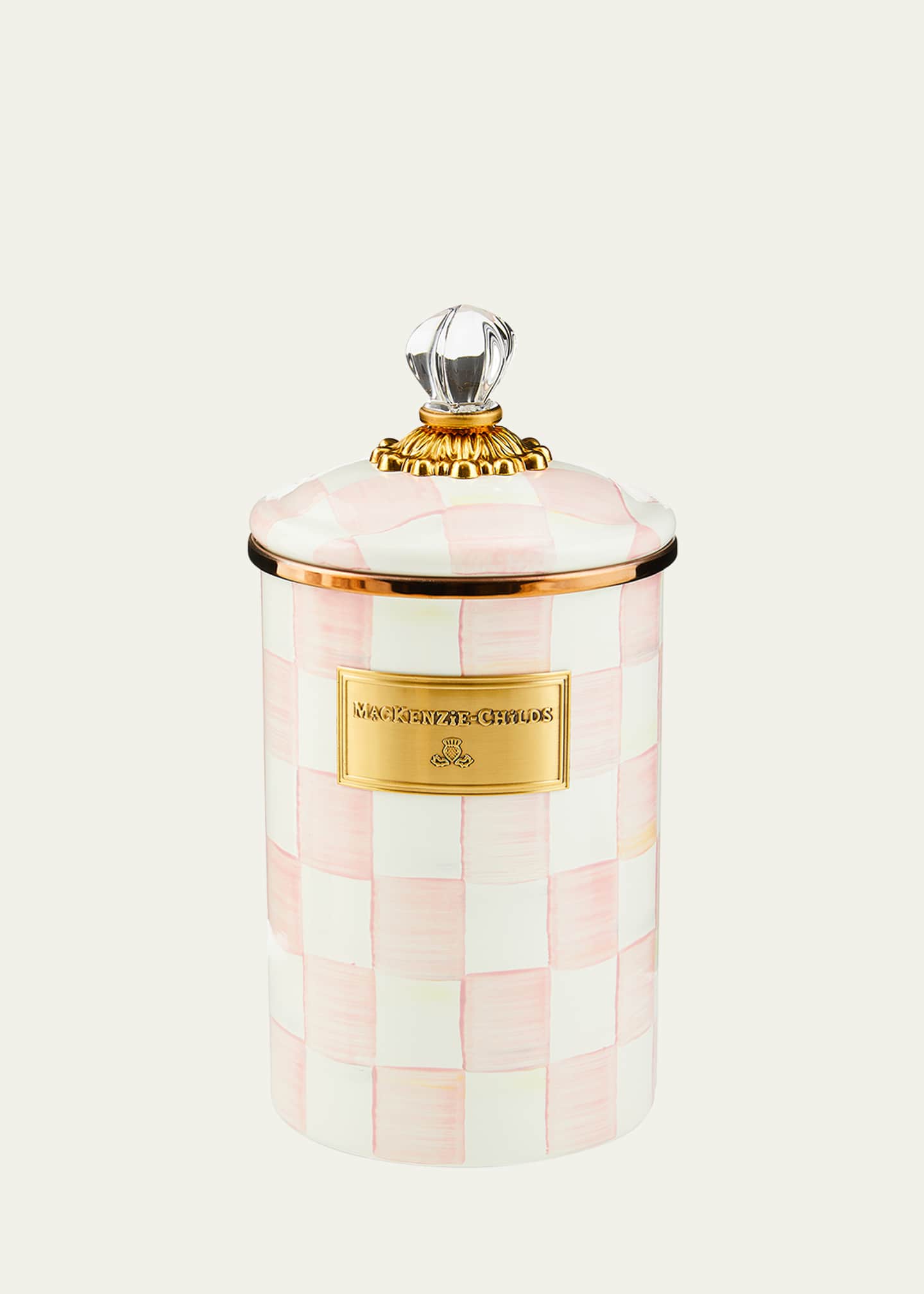 MacKenzie-Childs Rosy Check Enamel Canister, Large - Bergdorf Goodman
