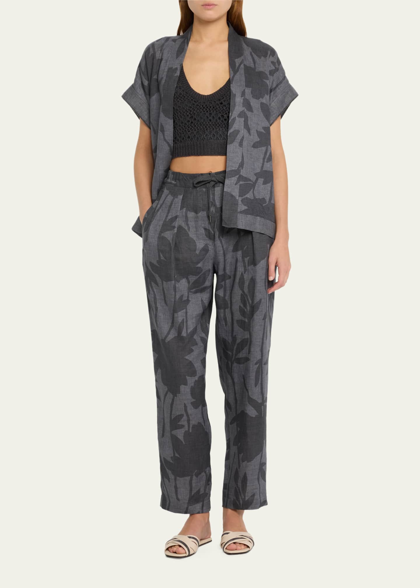 Camouflage linen pants on sale