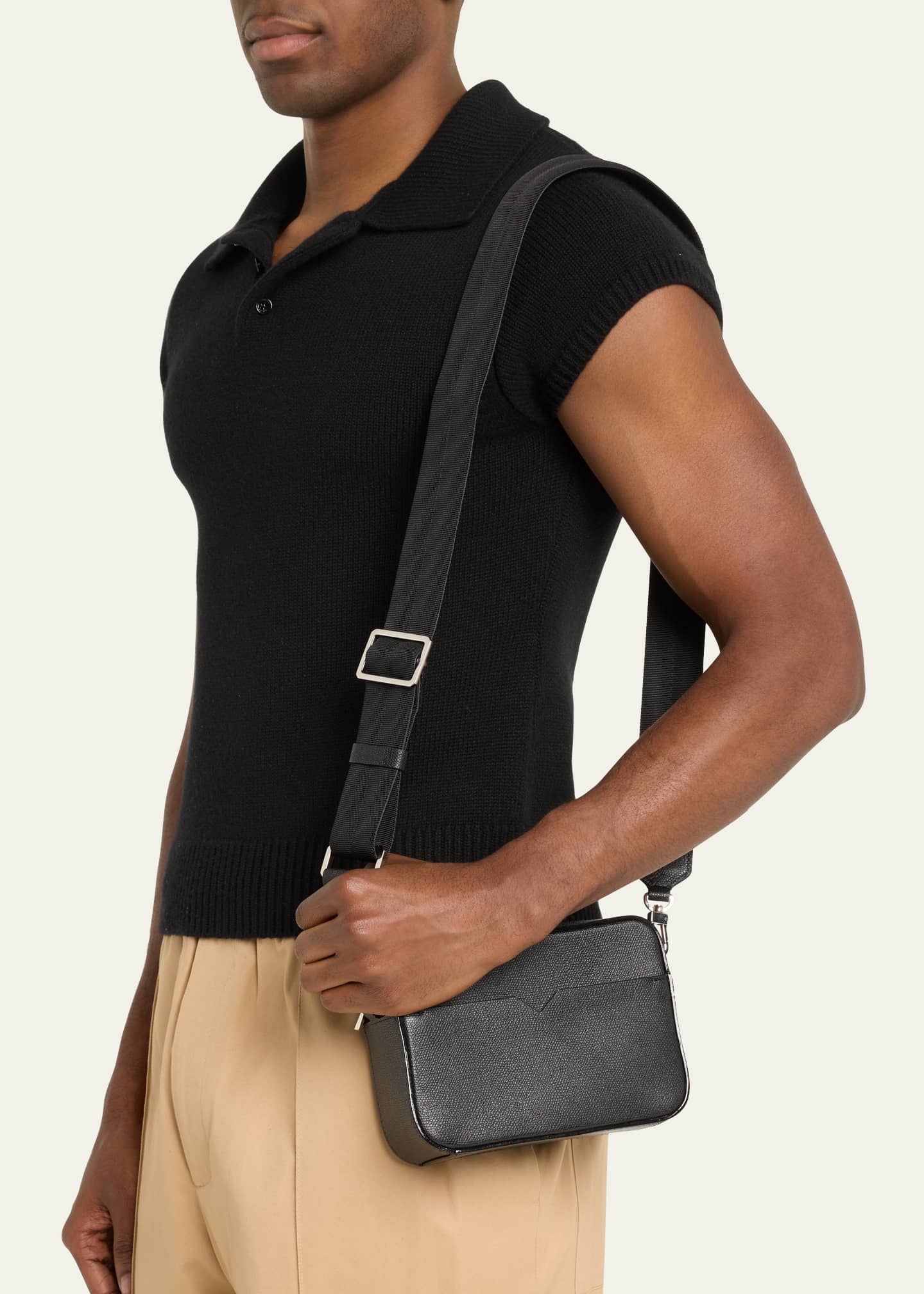 Valextra Men's Reporter Calfskin Crossbody Bag Image 2 of 4
