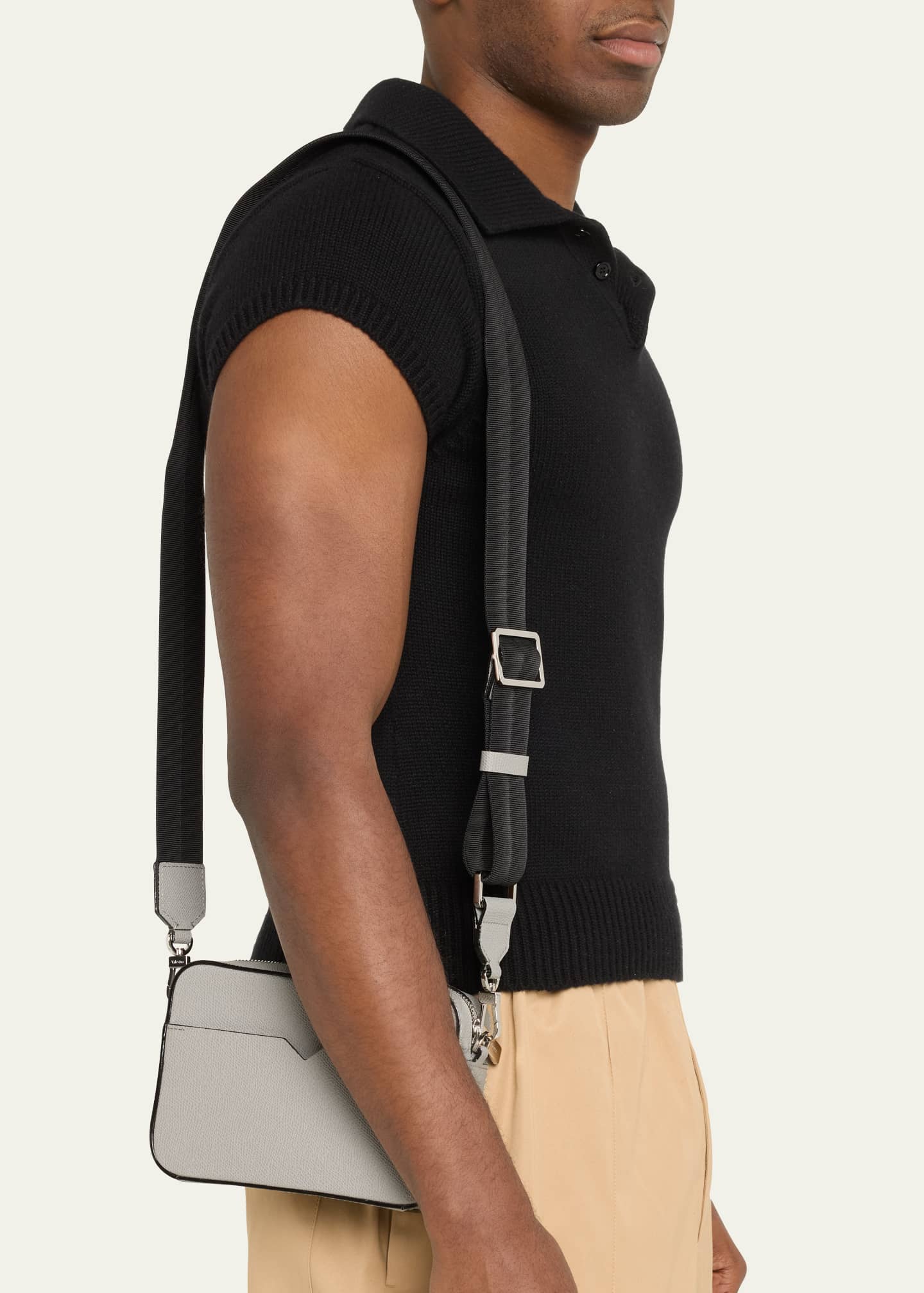 Valextra Men's Reporter Calfskin Crossbody Bag Image 2 of 5