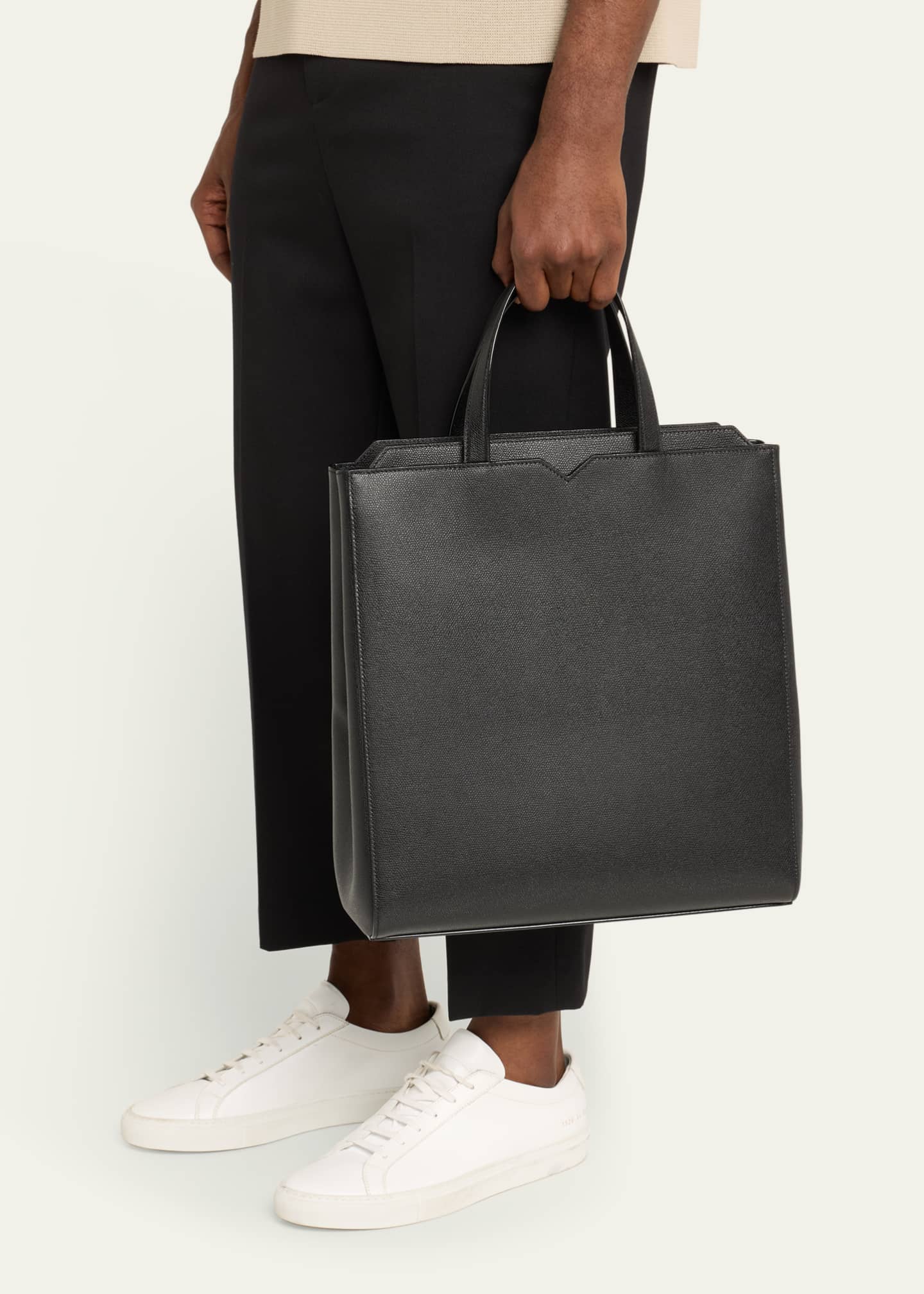 Valextra Men's V-Line Calfksin Tote Bag Image 2 of 5