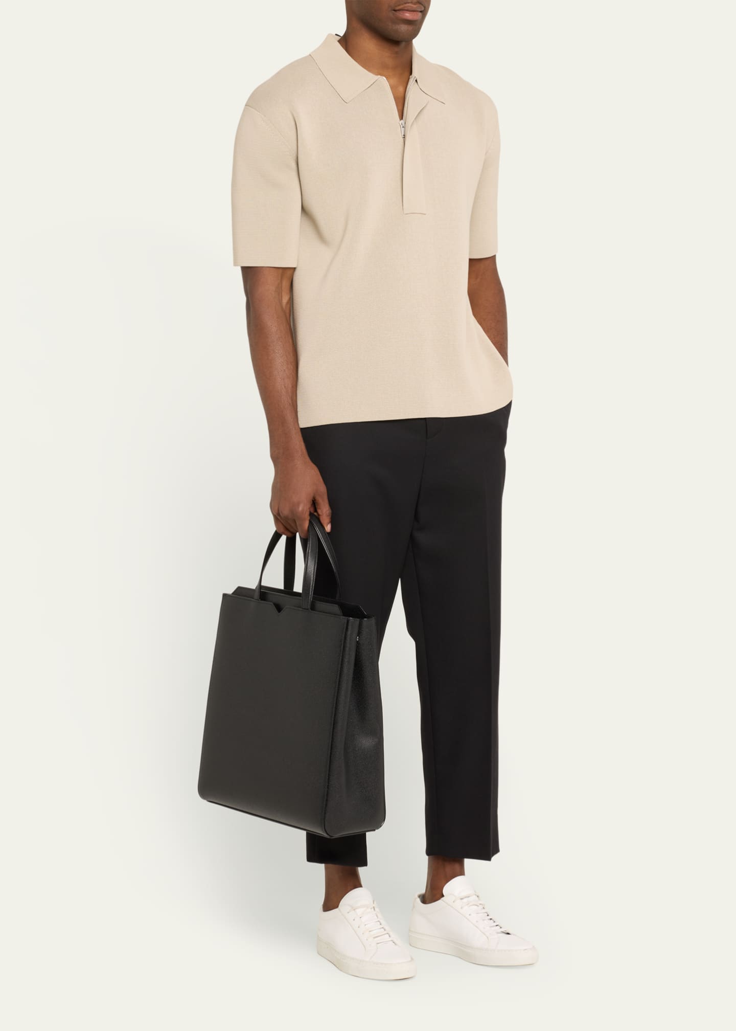 Valextra Men's V-Line Calfksin Tote Bag Image 5 of 5