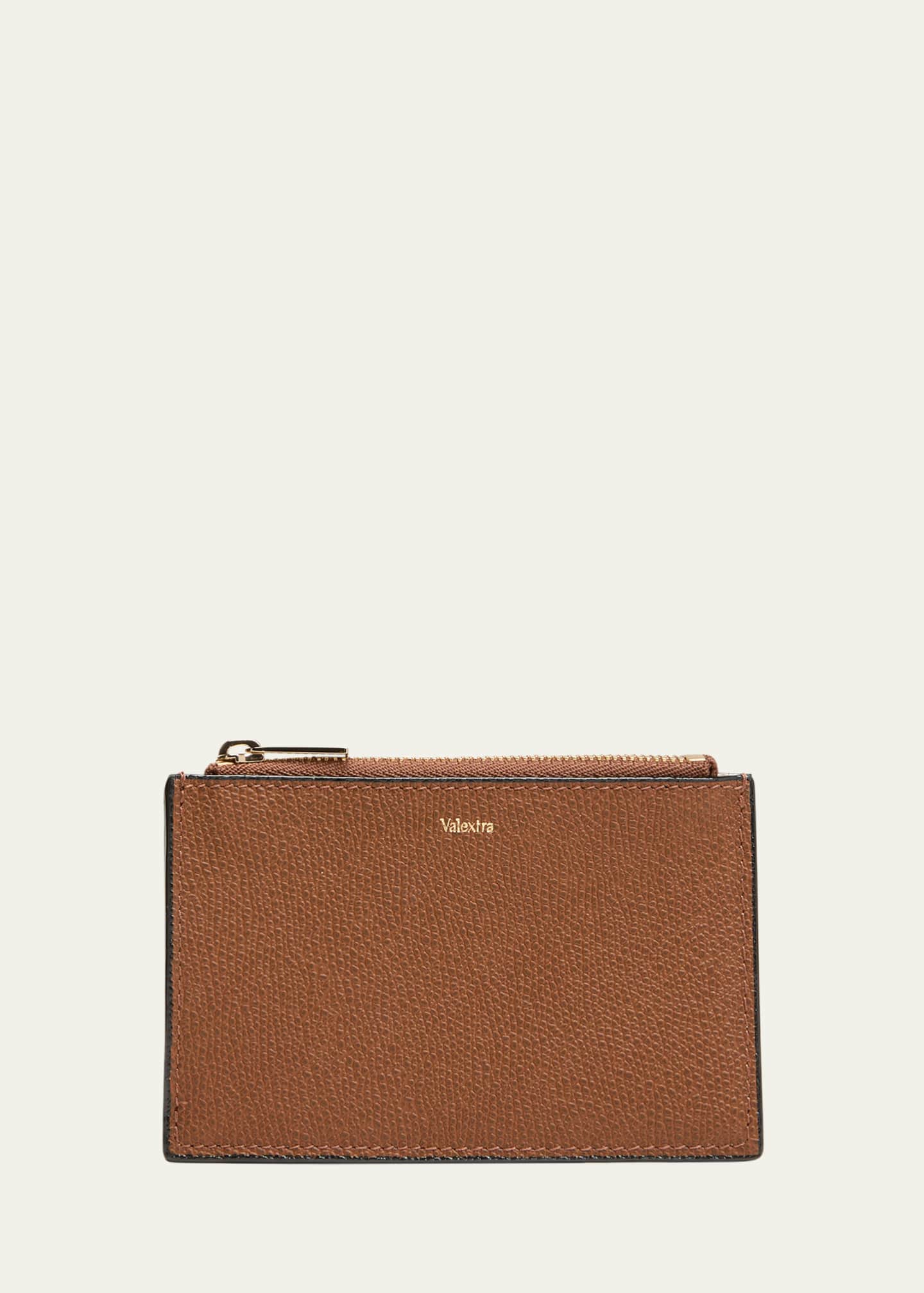 Valextra Men's Bicolor Leather Zip Card Holder Image 1 of 4