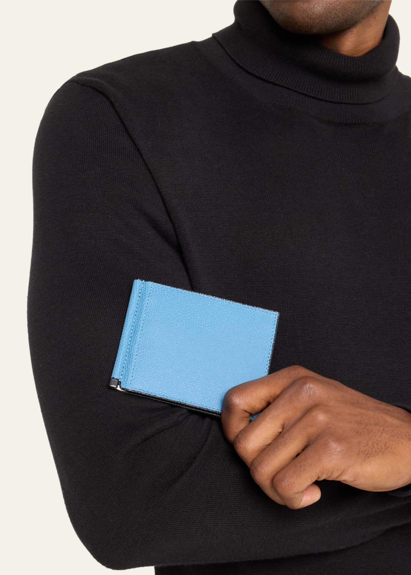 Valextra Men's Simple Grip Calfskin Money Clip Wallet Image 2 of 4