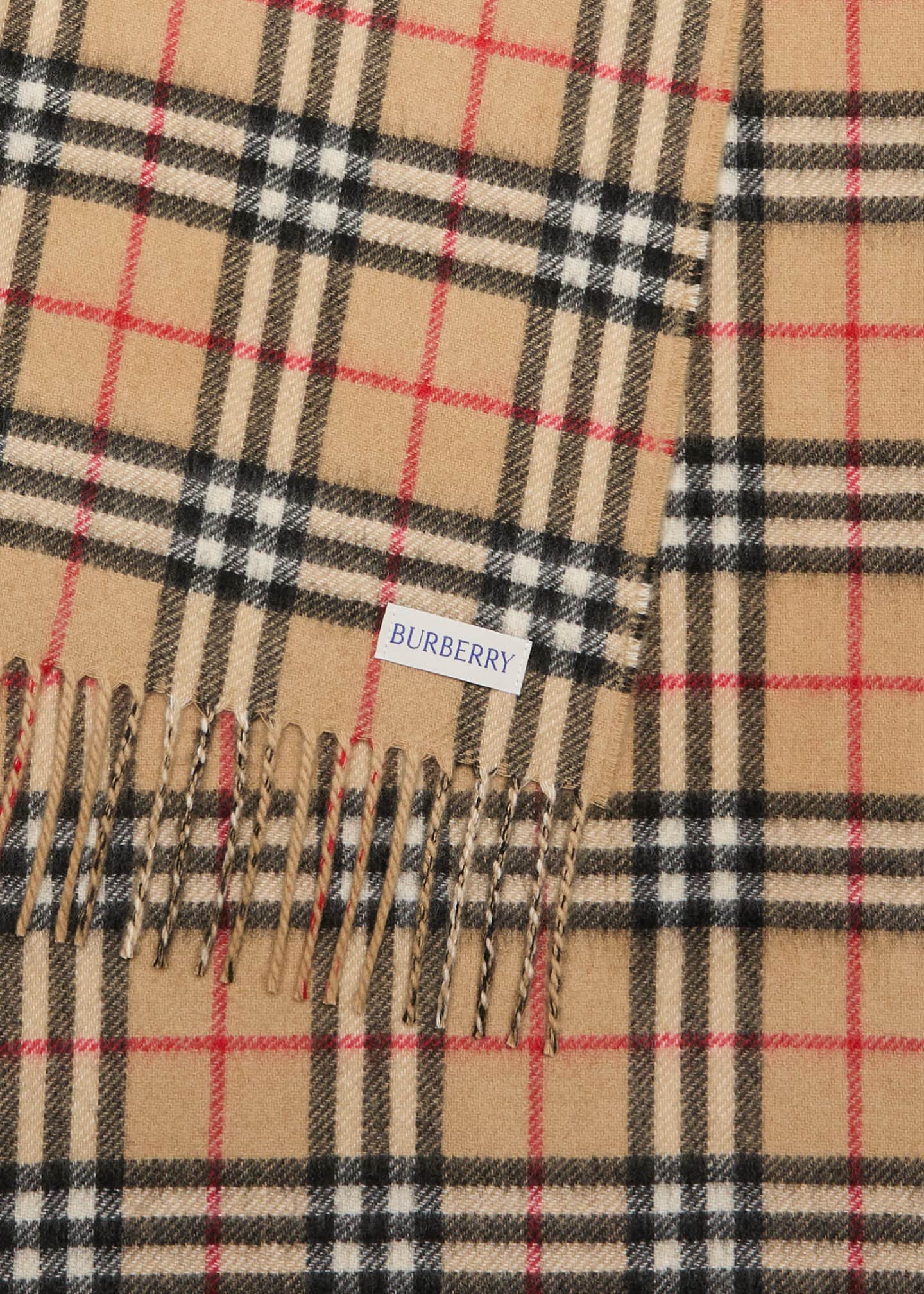 Burberry Men's Cashmere Vintage Check Rectangle Scarf Image 4 of 4