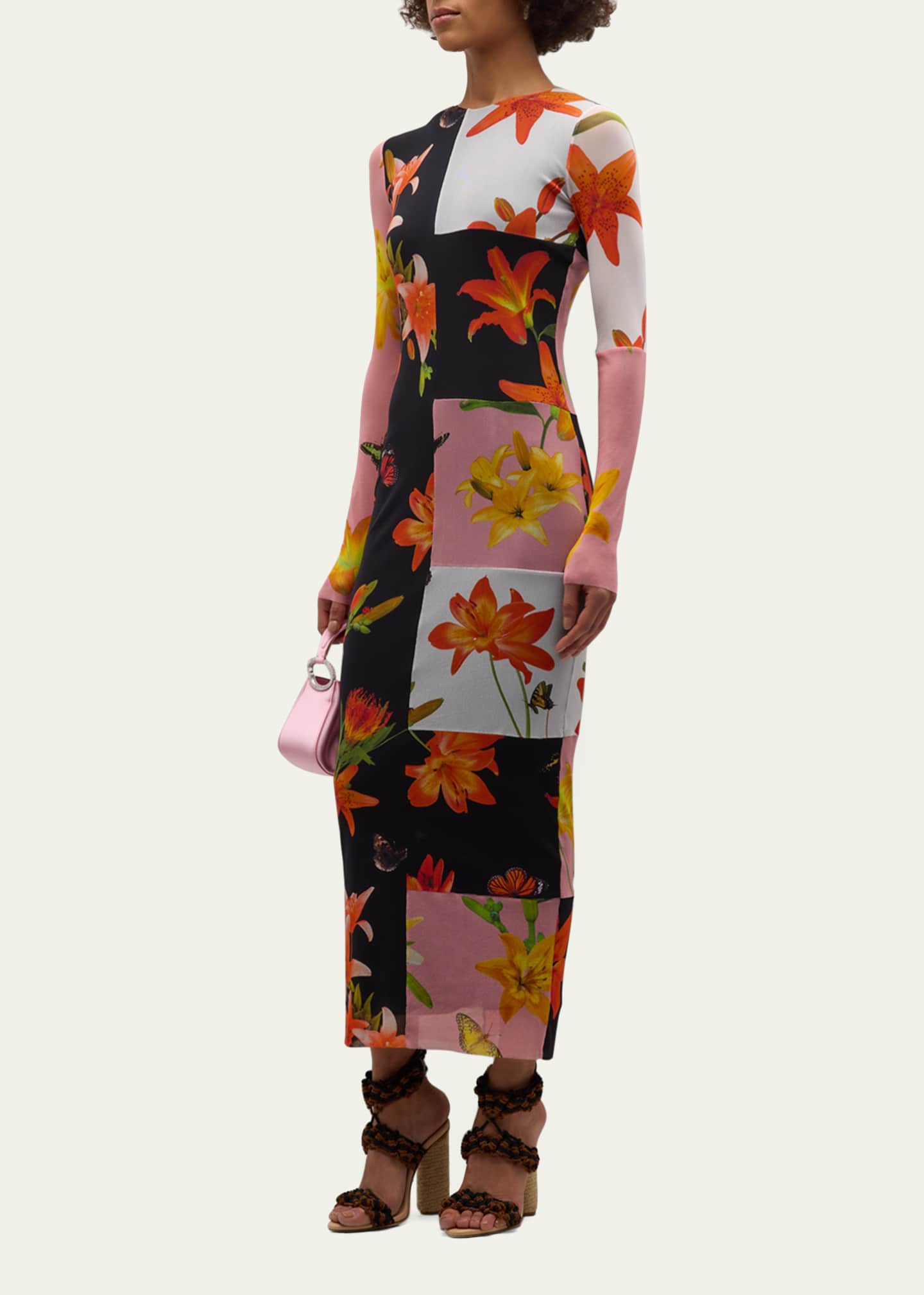 Fuzzi Floral Patchwork-Print Tulle Maxi Dress - Bergdorf Goodman