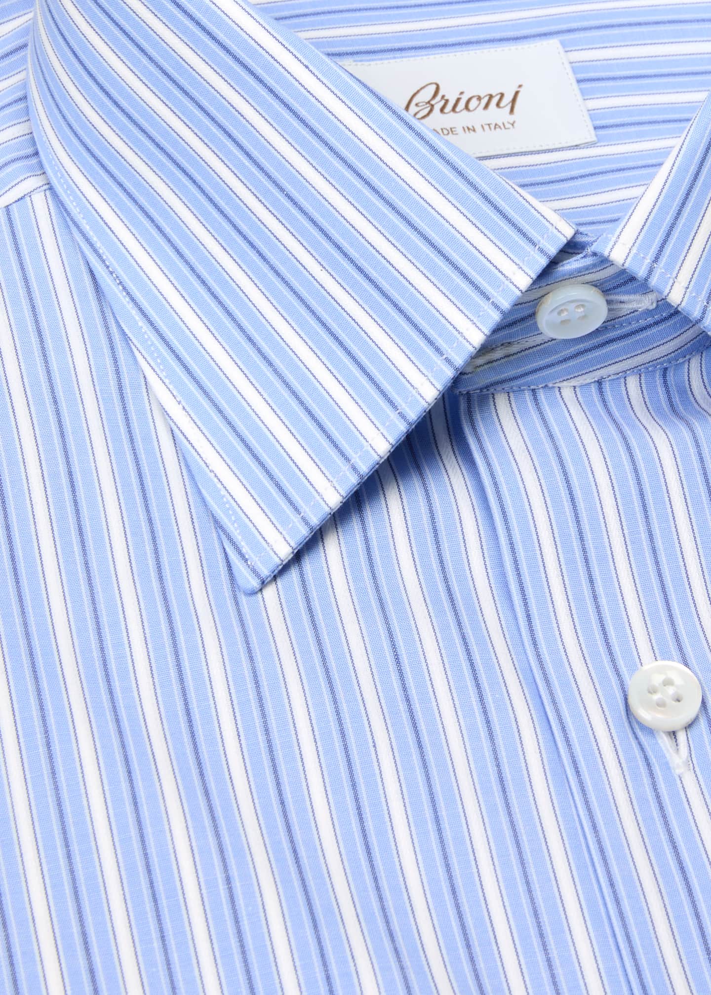 Brioni Men's Cotton Stripe Dress Shirt Image 2 of 2