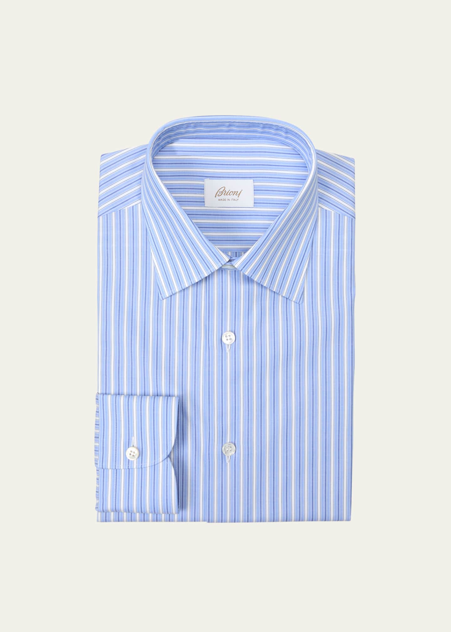 Brioni Men's Cotton Stripe Dress Shirt Image 1 of 2