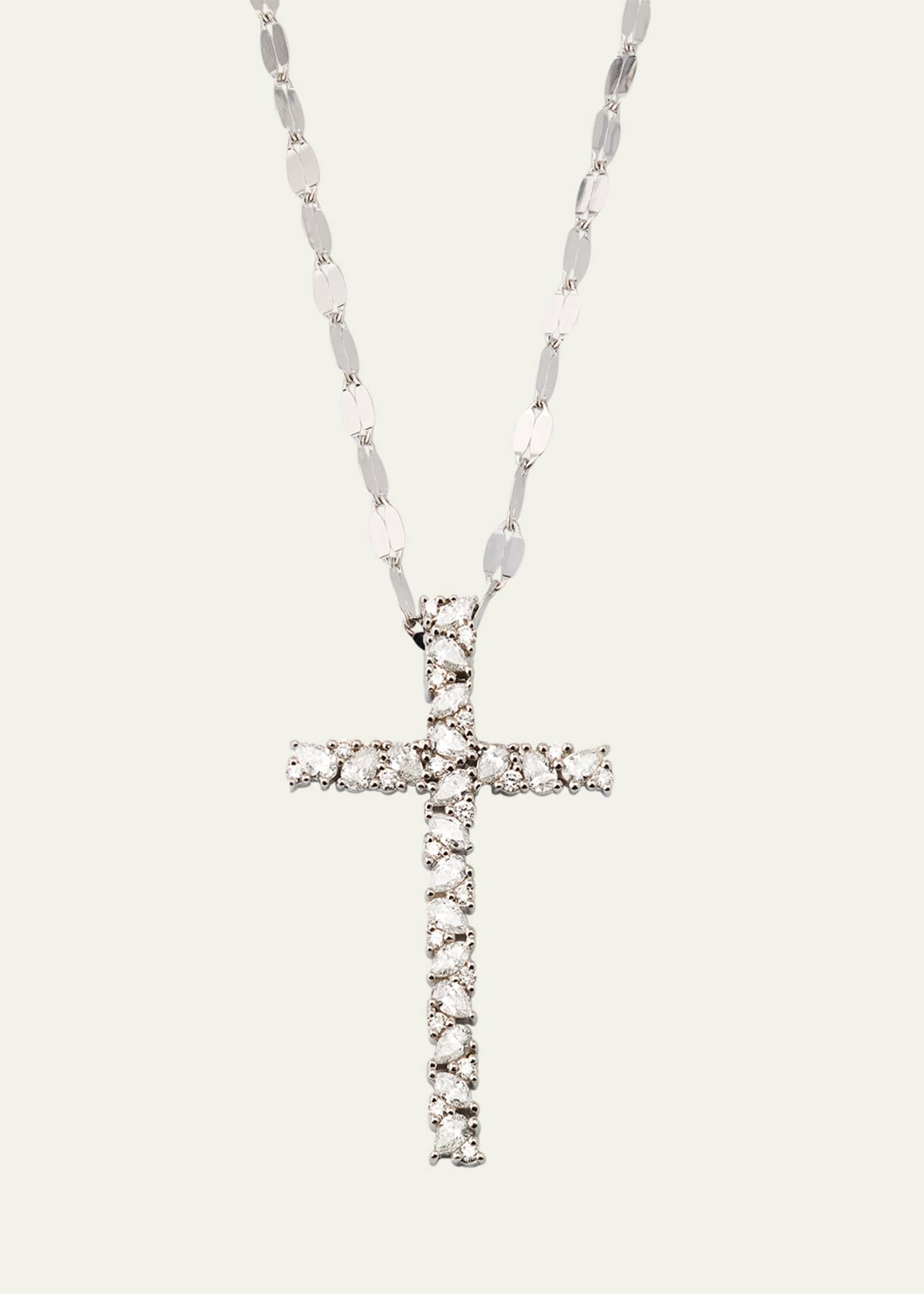 Lana 14K White Gold Multi Fancies Diamond Cross Pendant Necklace Image 1 of 4