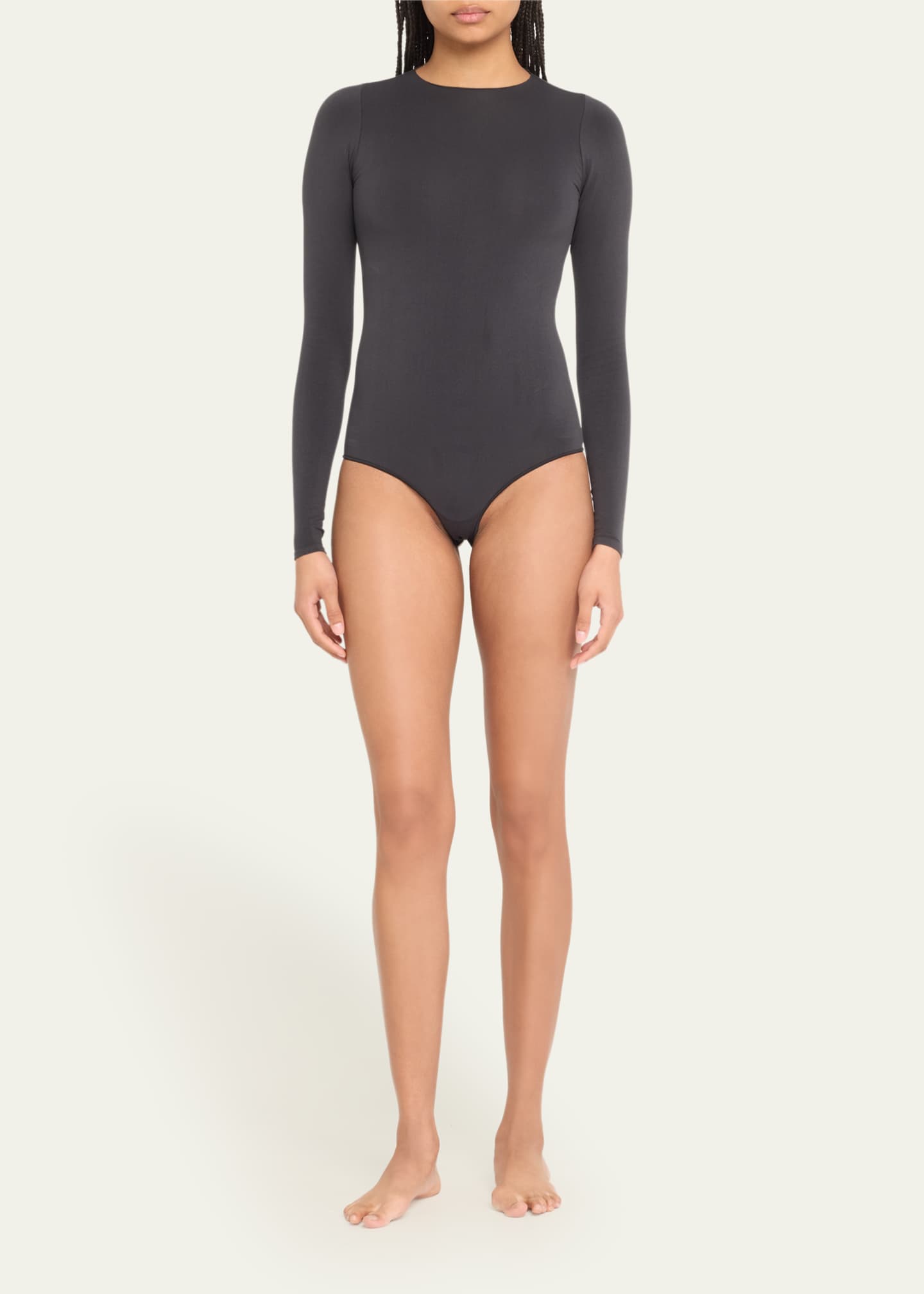 SKIMS Essential Smoothing Long-Sleeve Thong Bodysuit