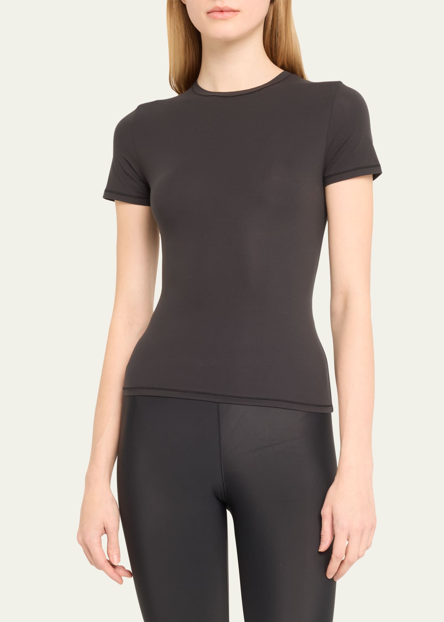 NWOT Skims Fits Everybody T-Shirt Brief Bodysuit Women's Short Sleeve Black  XXS