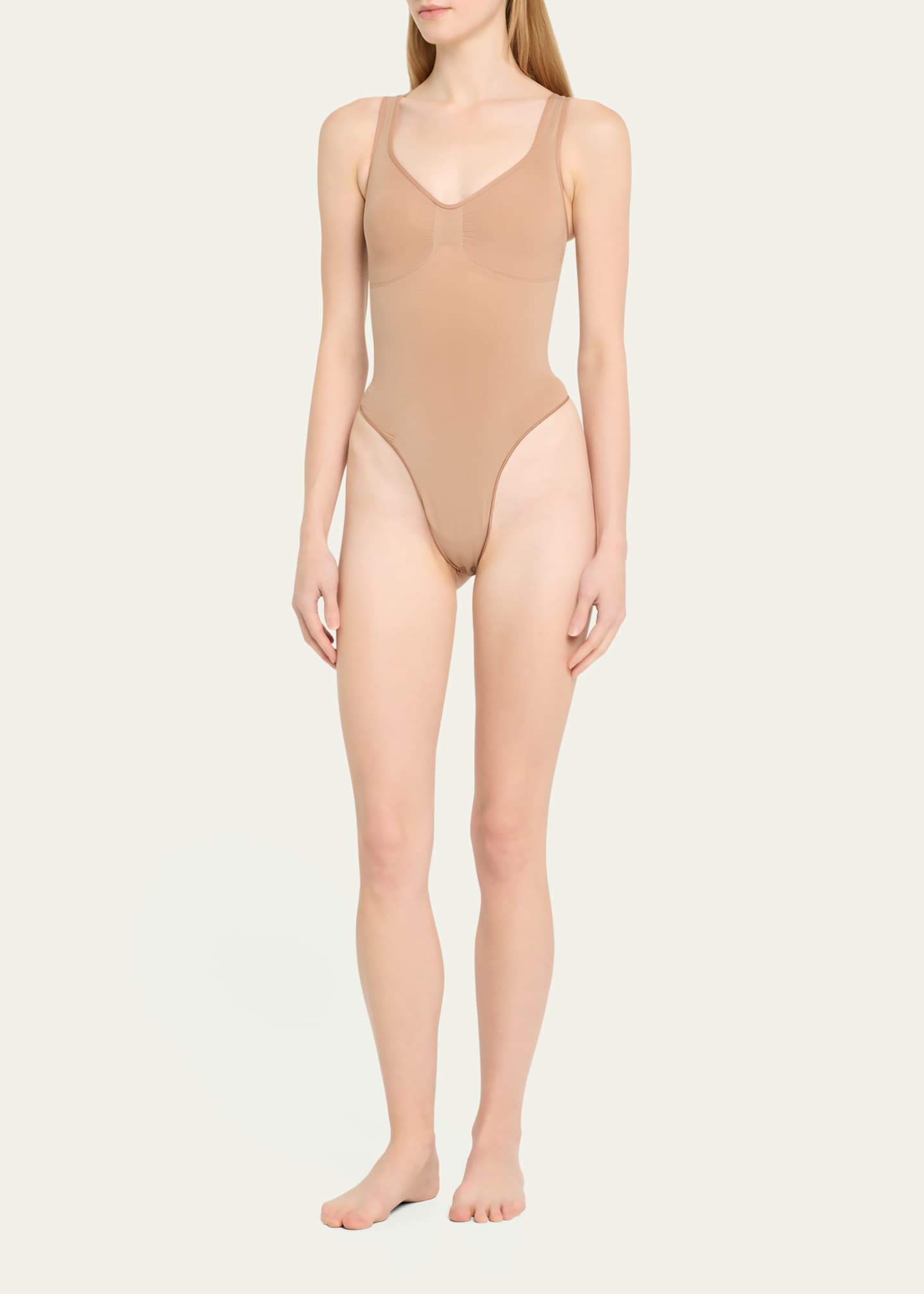 Sweet Tops High Neck Sculpting Thong Bodysuit Skims With Seamless