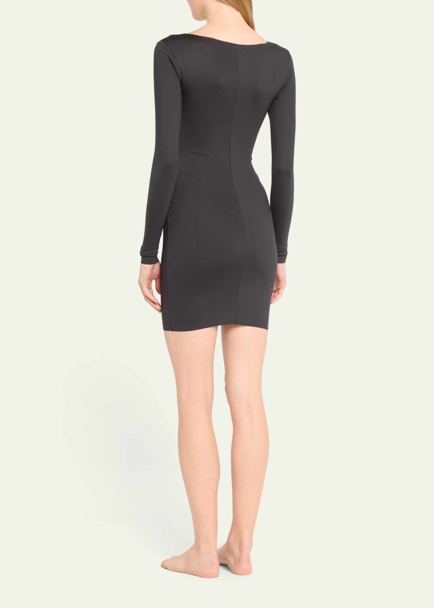 SKIMS: Black SKIMS Body Long Sleeve Slip Minidress